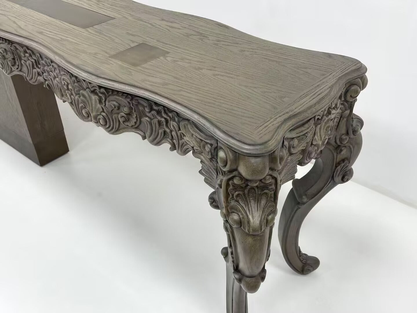 Evo Neoclassical Artistic Engraving Rectangle Solid Wood Desk