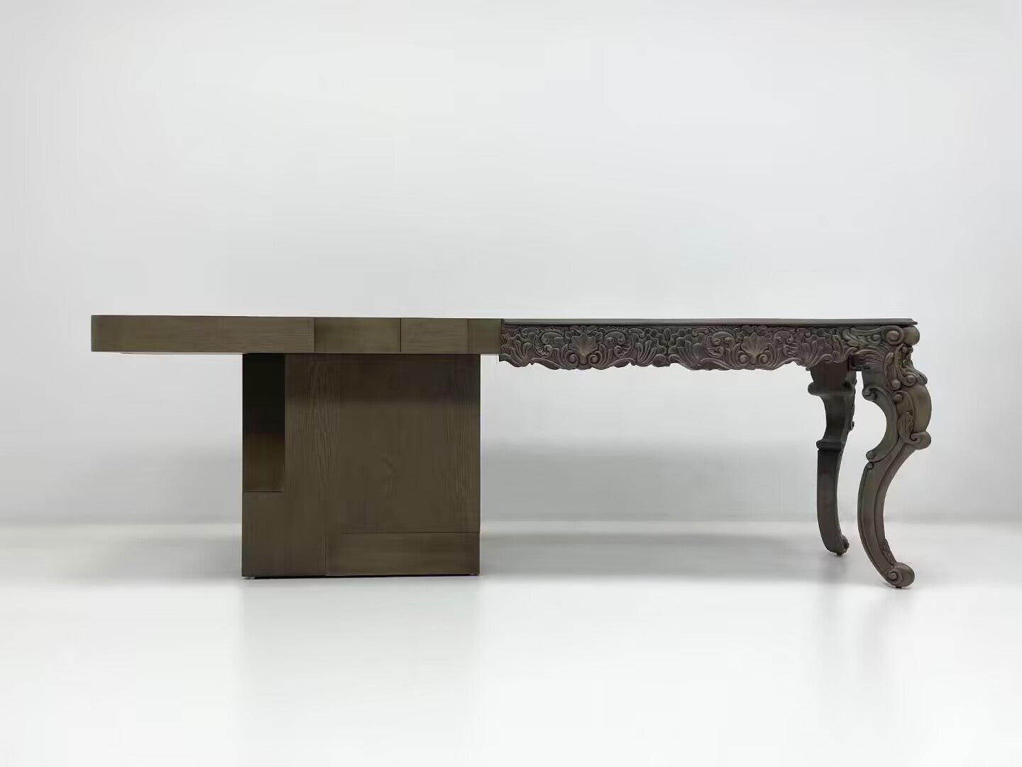 Evo Neoclassical Artistic Engraving Rectangle Solid Wood Desk