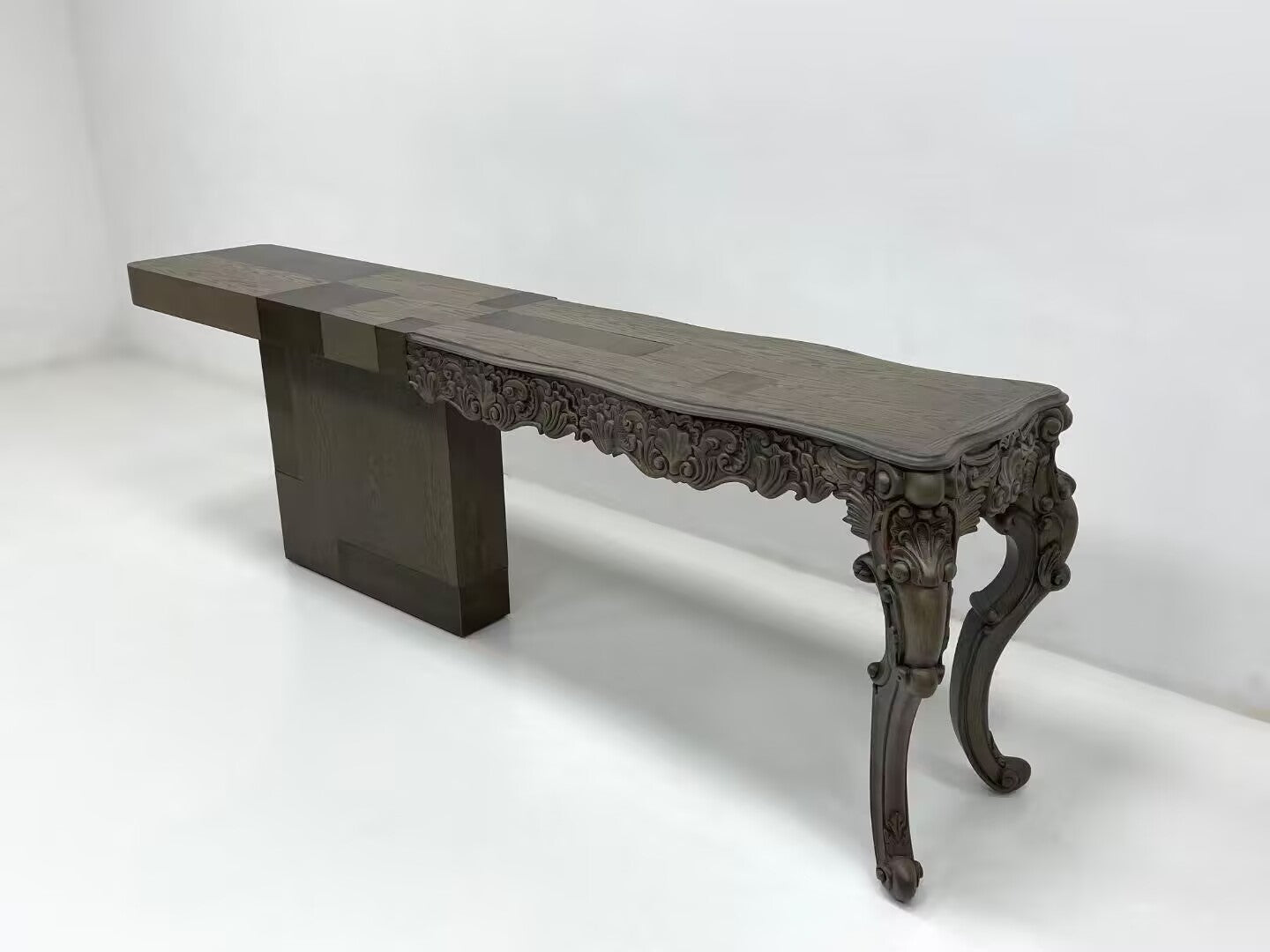 Evo Neoclassical Artistic Engraving Rectangle Solid Wood Desk