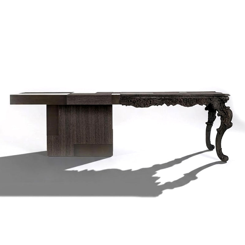 Evo Neoclassical Artistic Engraving Rectangle Solid Wood Desk