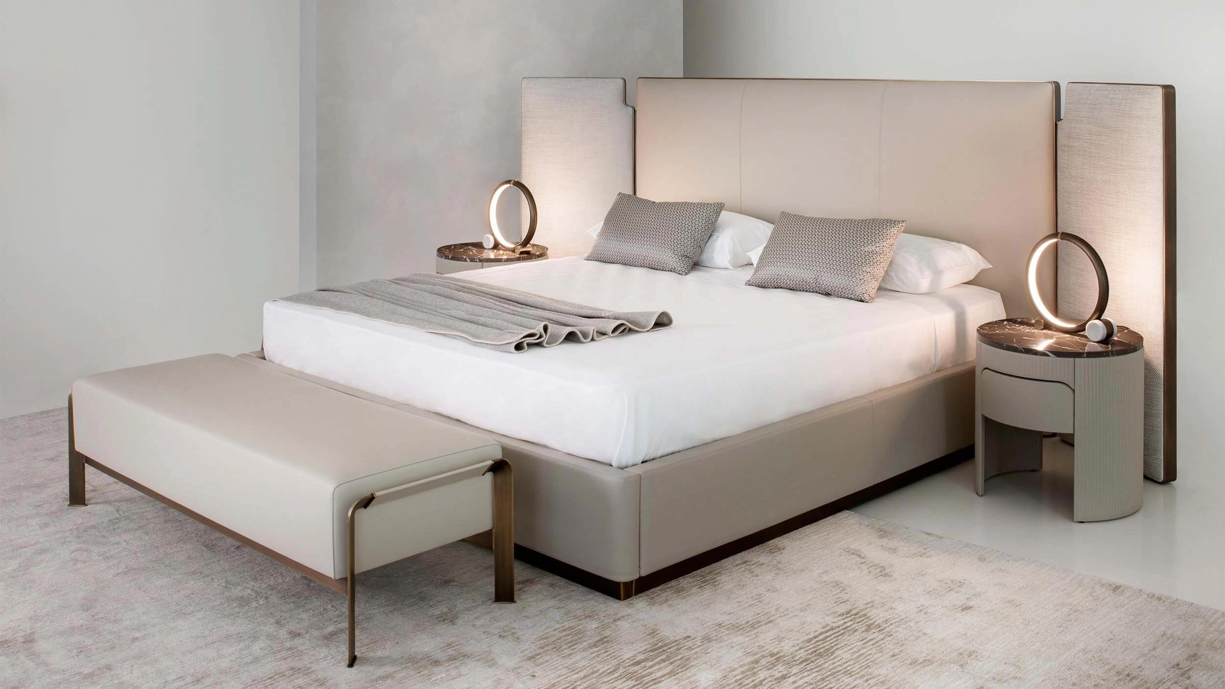 Falcon Modern Creativity Bedroom Genuine Leather Double Bed