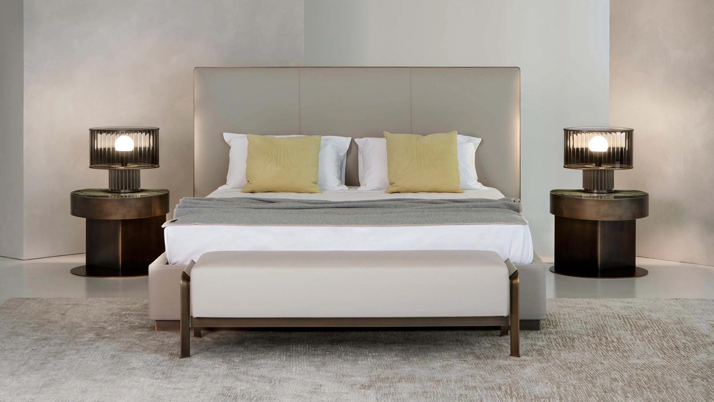 Falcon Modern Creativity Bedroom Genuine Leather Double Bed