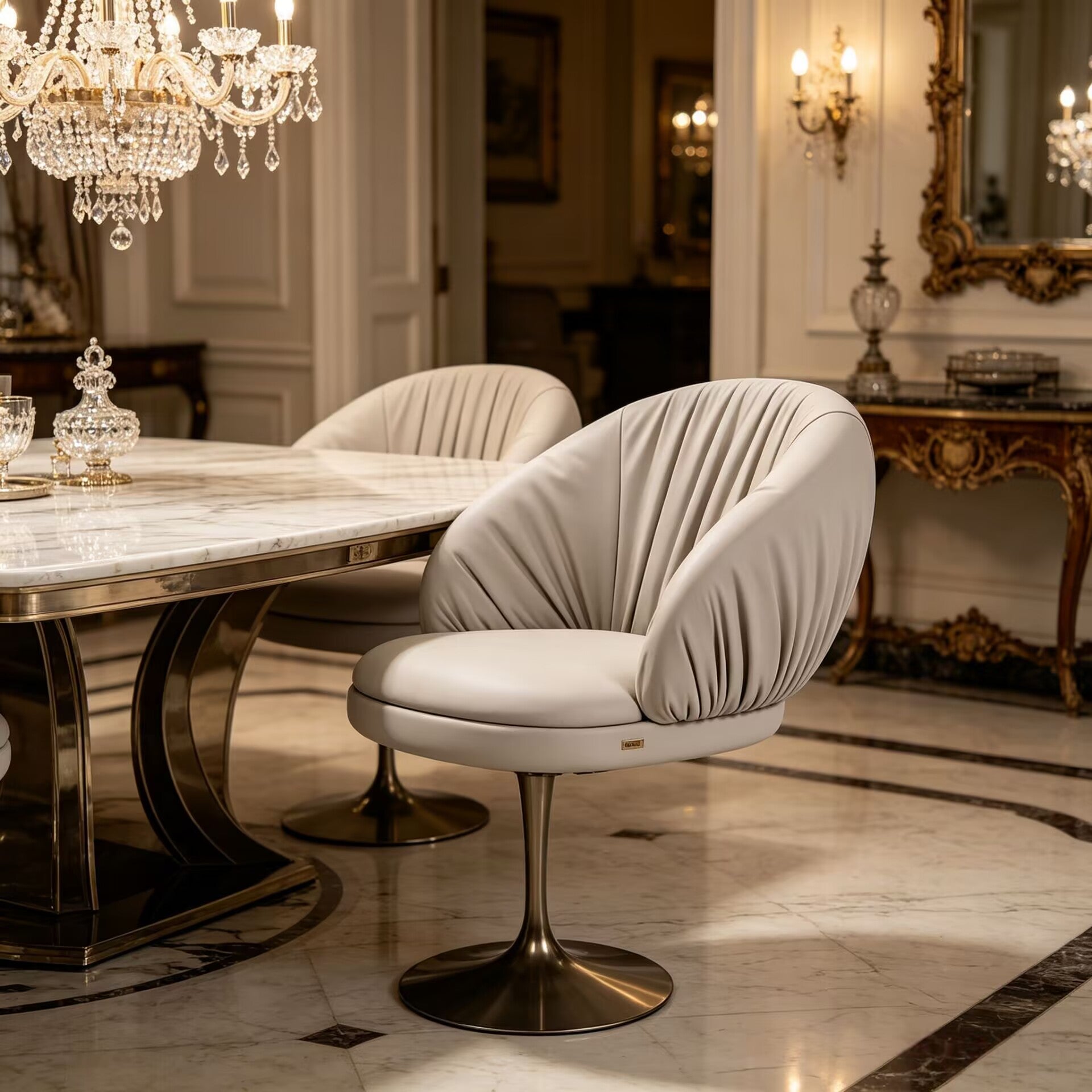 Fandango Swivel Italian Creativity High-End Leather Dining Chair