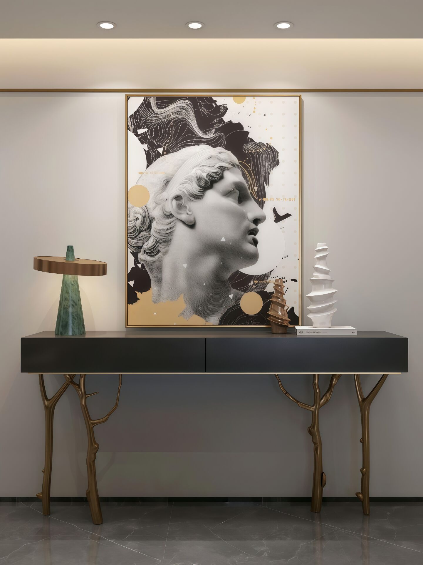 Fig Tree Luxurious Artistic Creative Metal Tree Branches Console