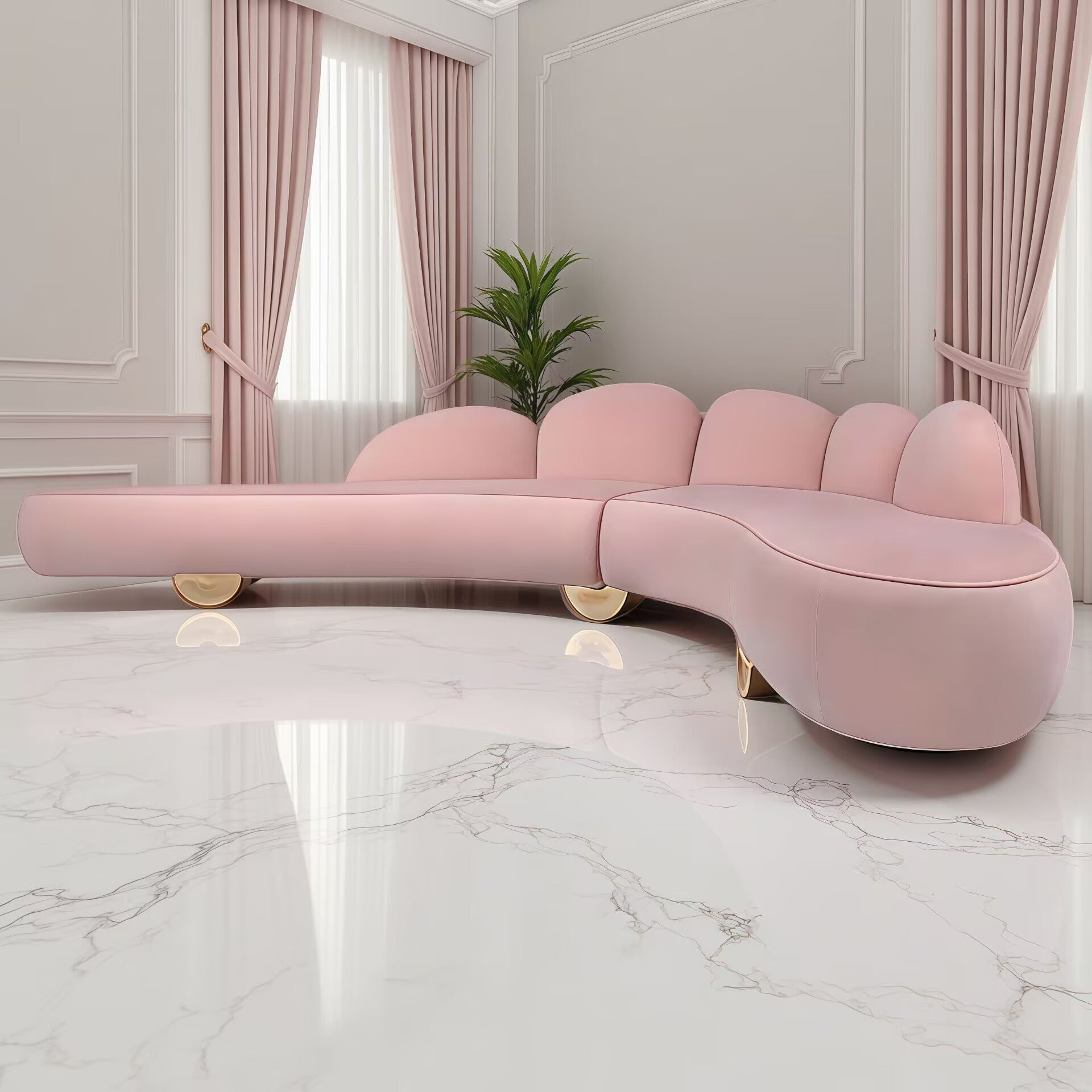 Fitzroy Modern High End Artistic Villa Living Room Curved Sofa