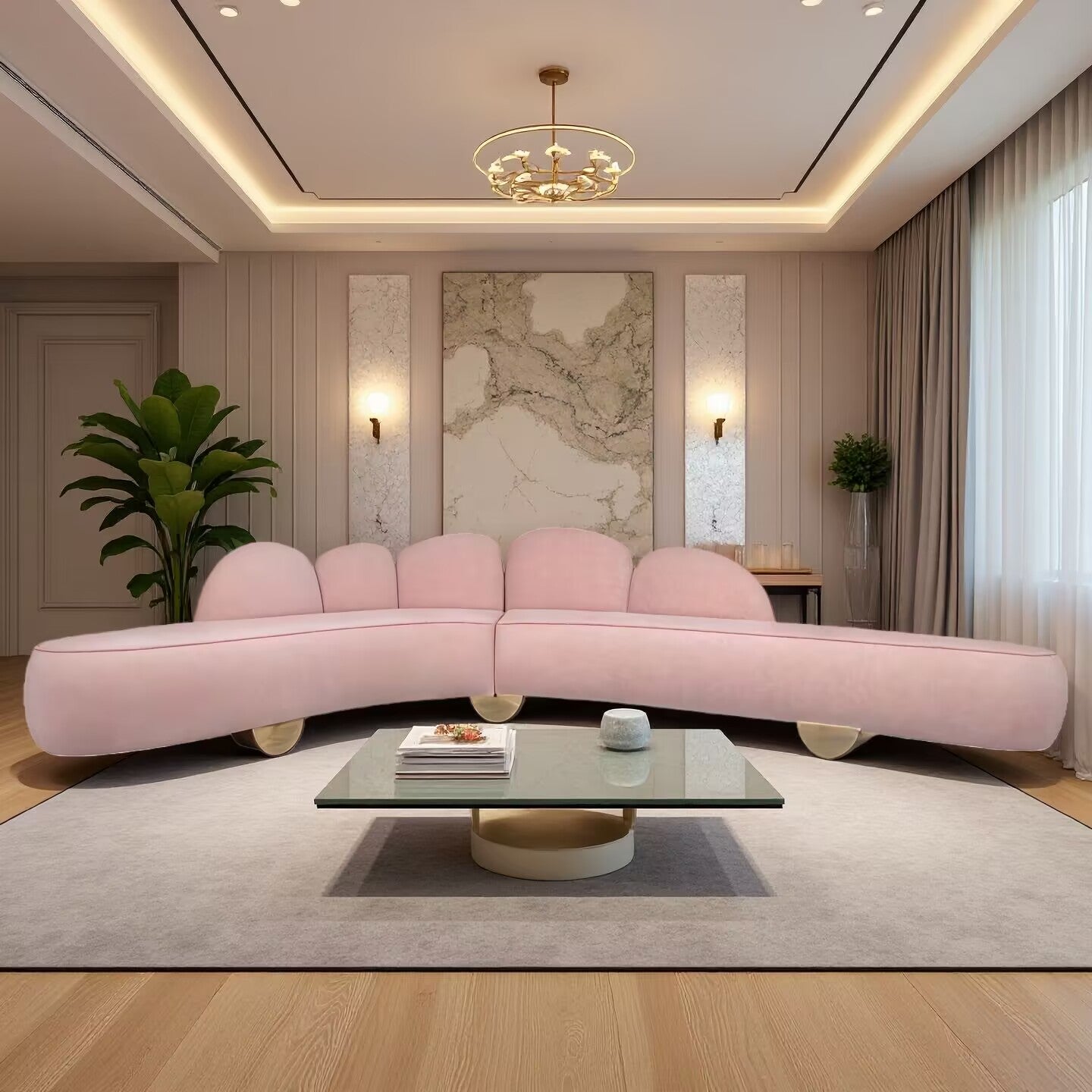 Fitzroy Modern High End Artistic Villa Living Room Curved Sofa