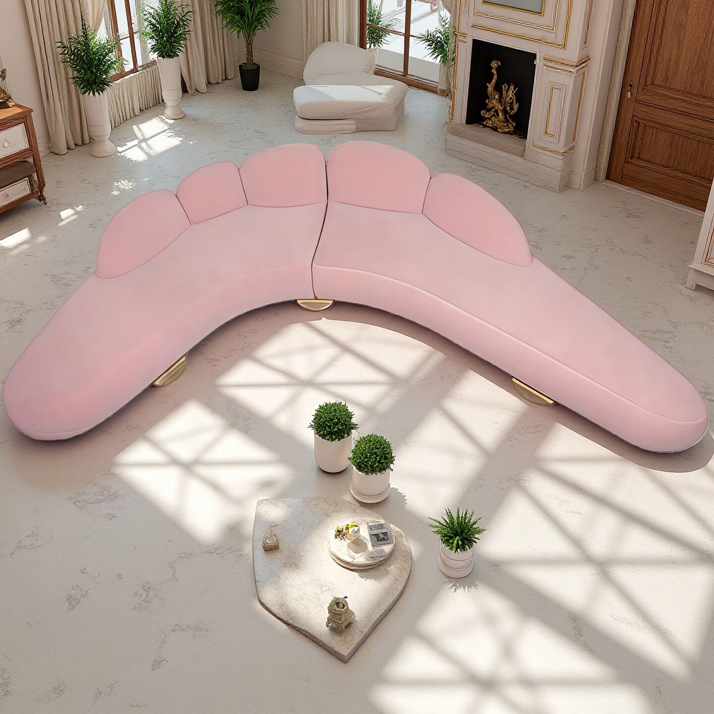 Fitzroy Modern High End Artistic Villa Living Room Curved Sofa
