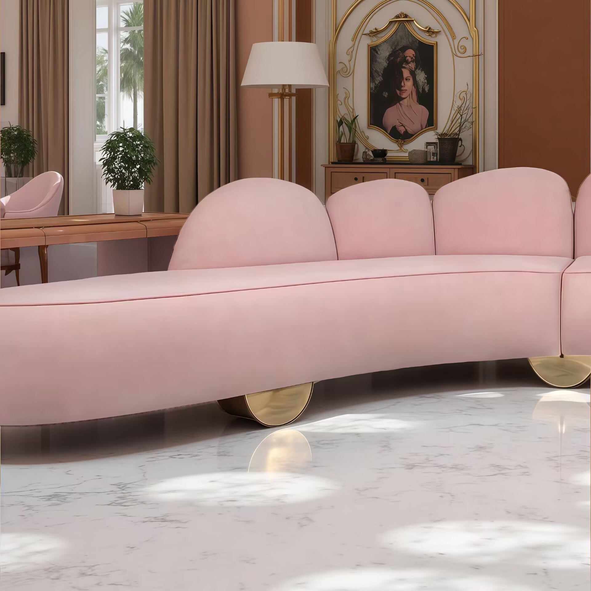 Fitzroy Modern High End Artistic Villa Living Room Curved Sofa
