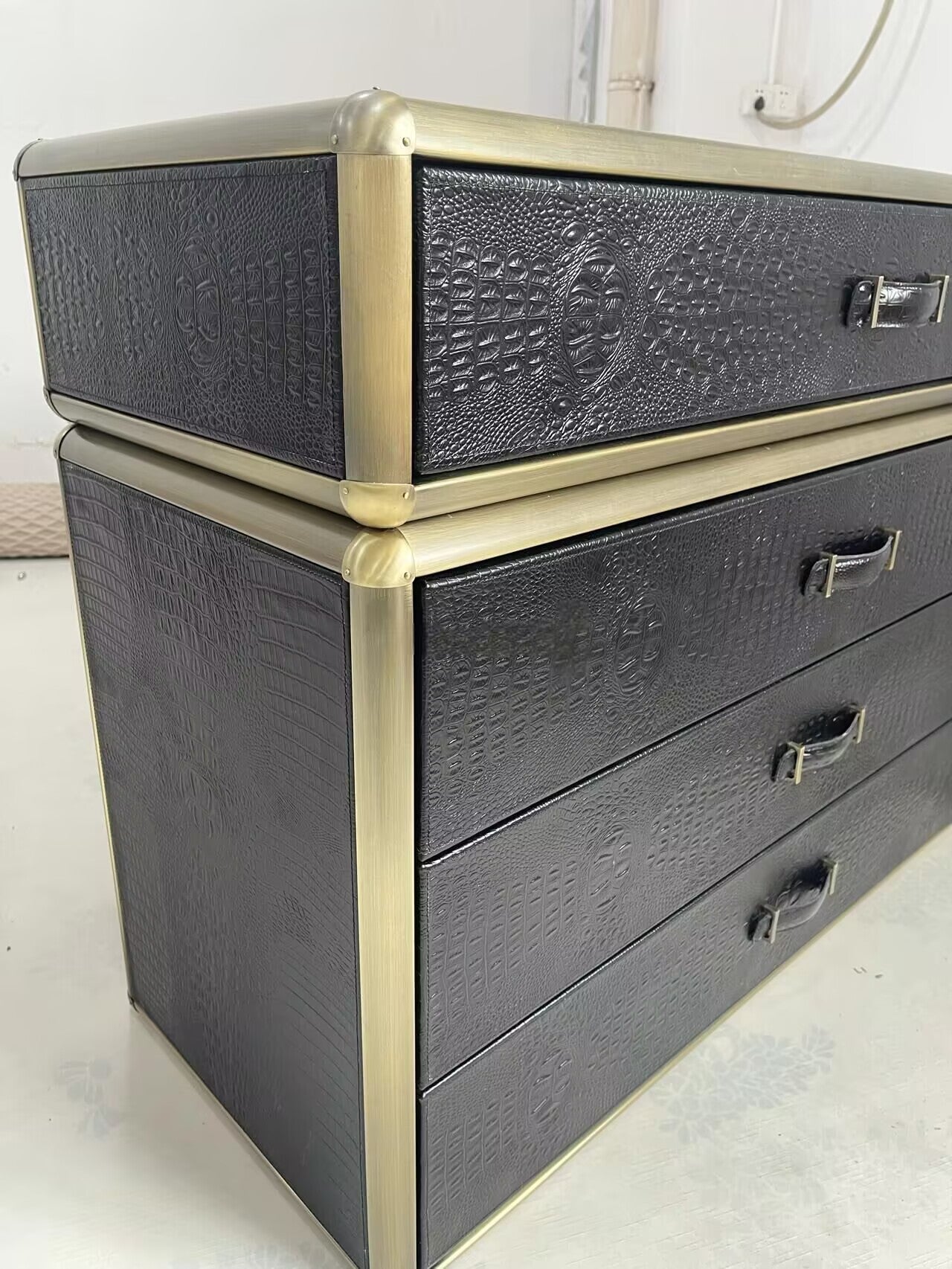 Fly Case Modern Villa Bedroom Designer Leather Storage Cabinet