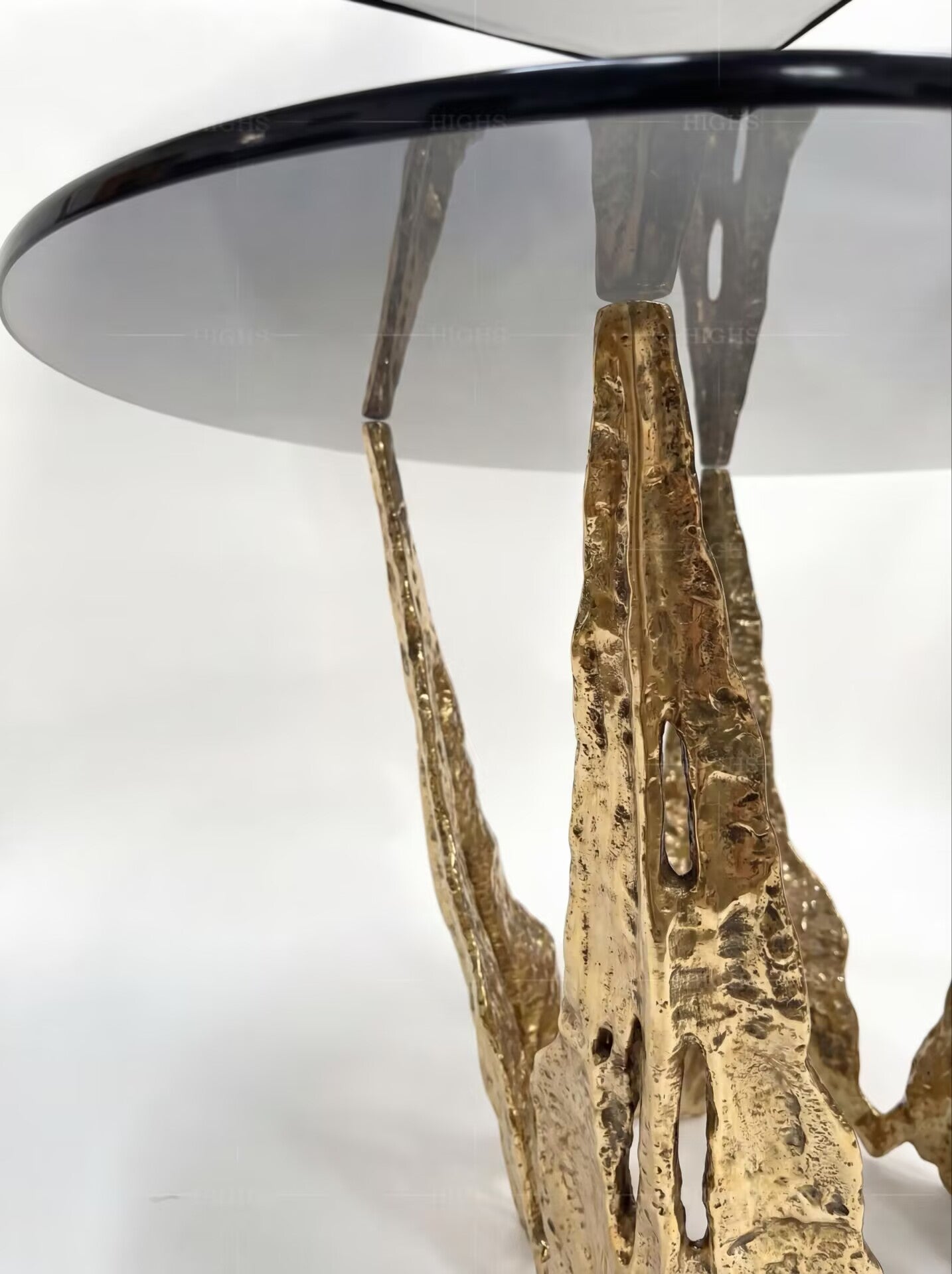 Folia High-End Designer Art Brass Customize Round Glass Dining Table