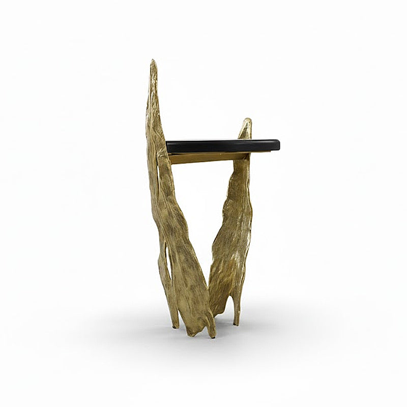 Folia Irregular Designer Solid Wood Brass Living Room Side Table