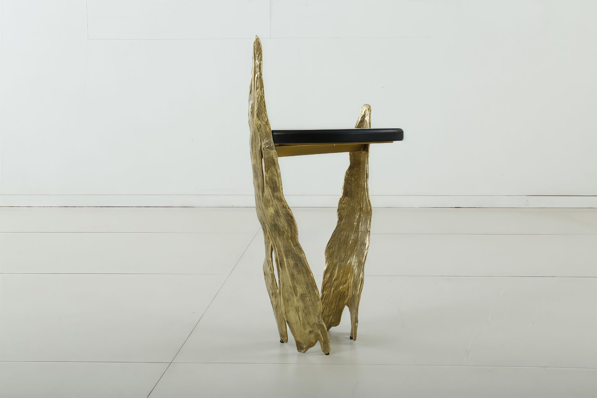 Folia Irregular Designer Solid Wood Brass Living Room Side Table
