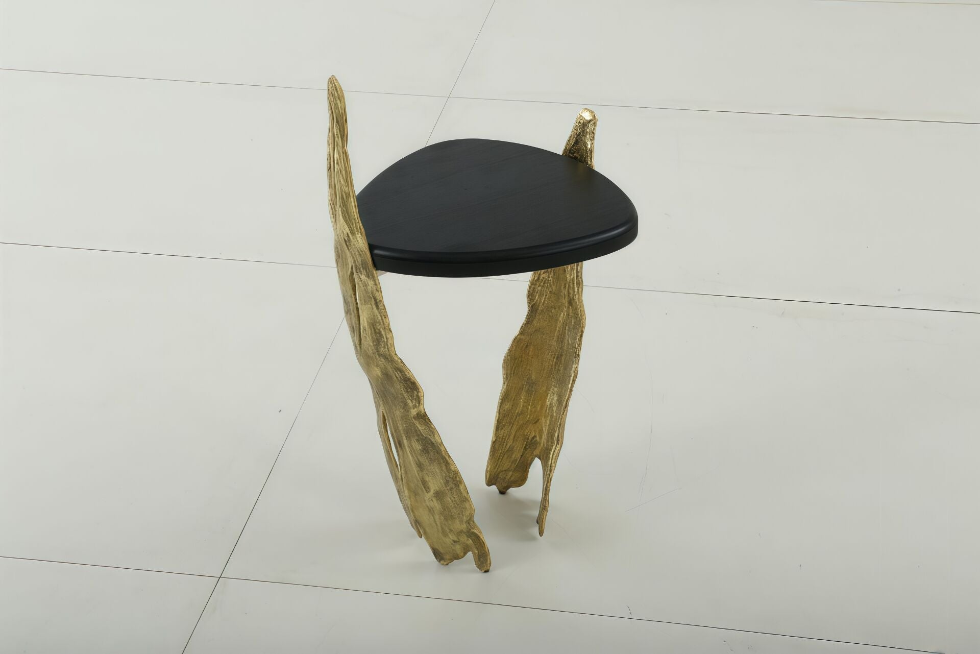 Folia Irregular Designer Solid Wood Brass Living Room Side Table