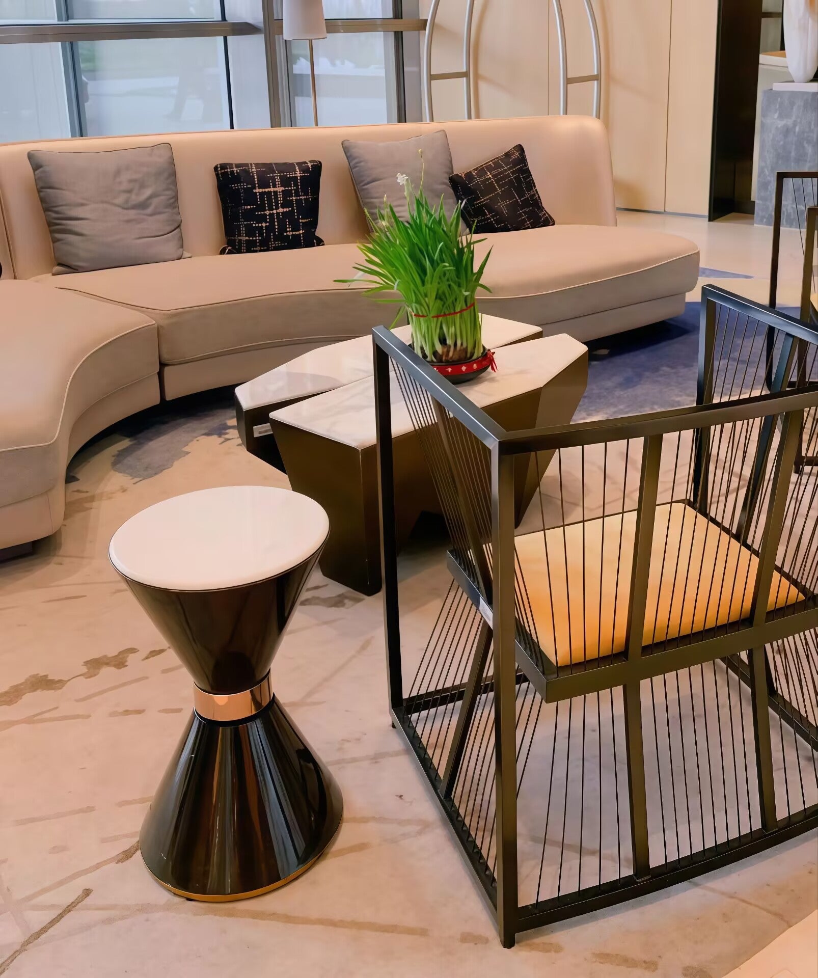 Forefront High End Designers Brass Creativity Marble Side Table