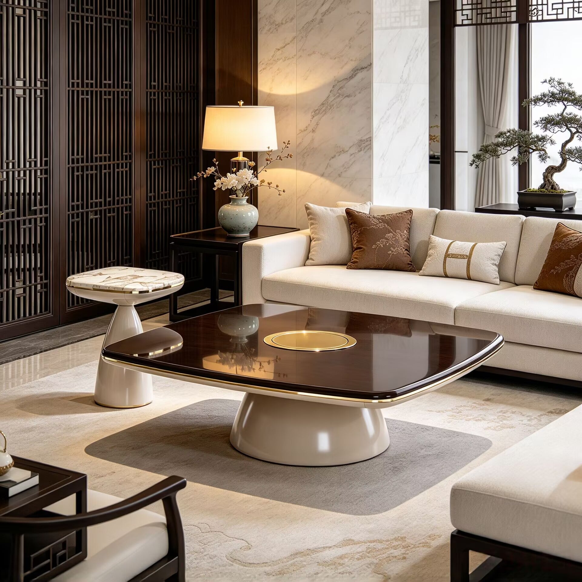 Forum Italian Villa Living Room Upscale Marble Combination Coffee Table