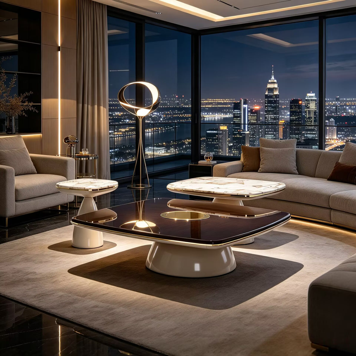 Forum Italian Villa Living Room Upscale Marble Combination Coffee Table