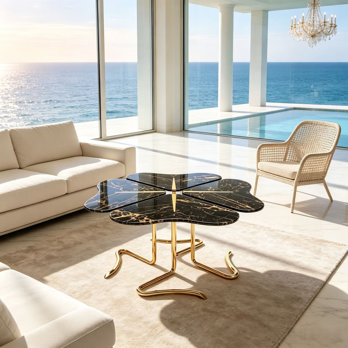 Four For Luck Living Room Upscale Creativity Marble Coffee Table