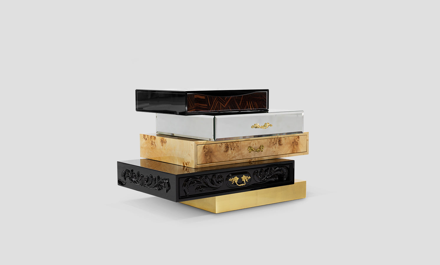 frank Villa multi-drawer solid wood irregular nightstand