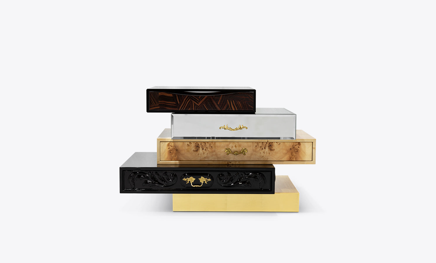 frank Villa multi-drawer solid wood irregular nightstand