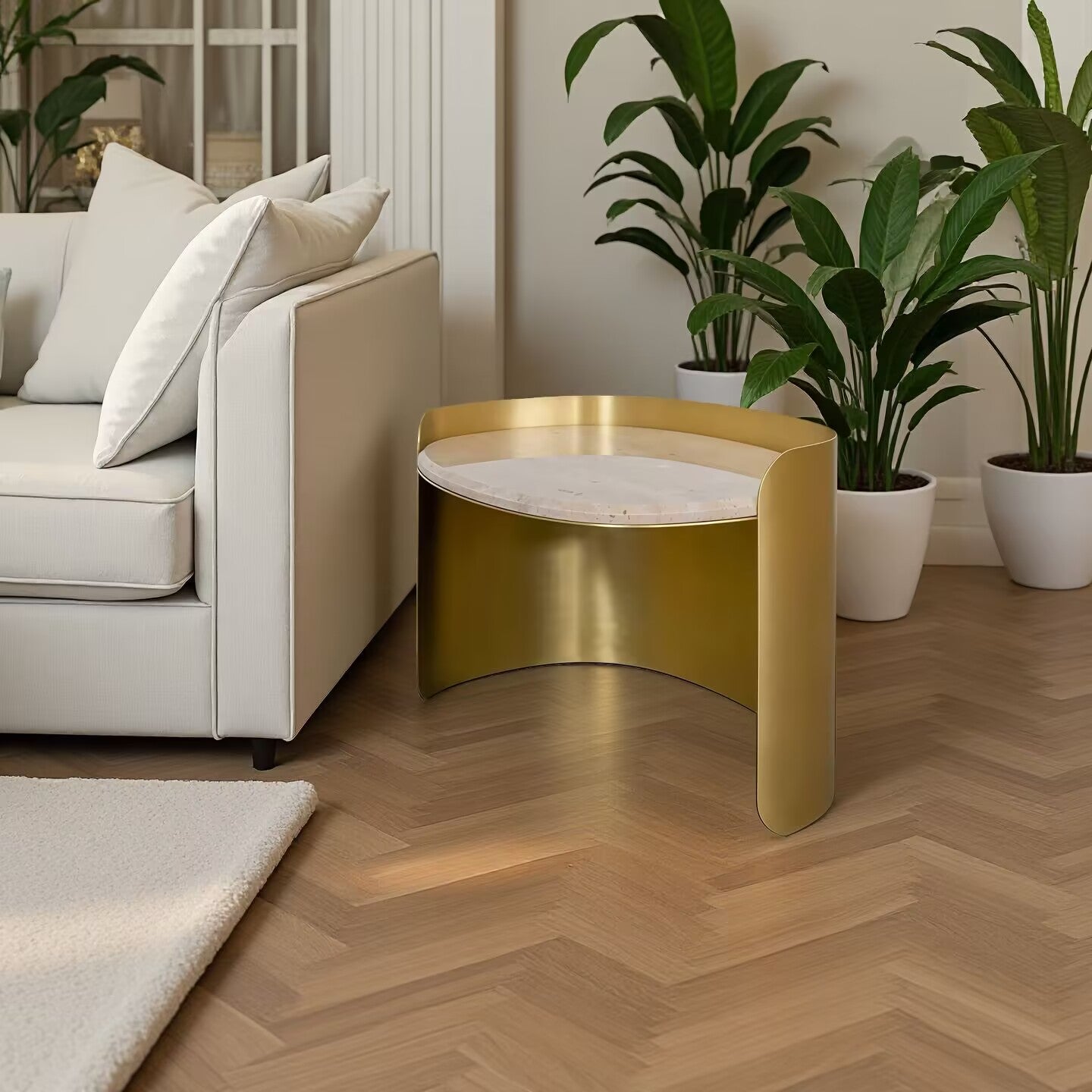Franklin Scott High End Stainless Steel Creativity Marble Side Table
