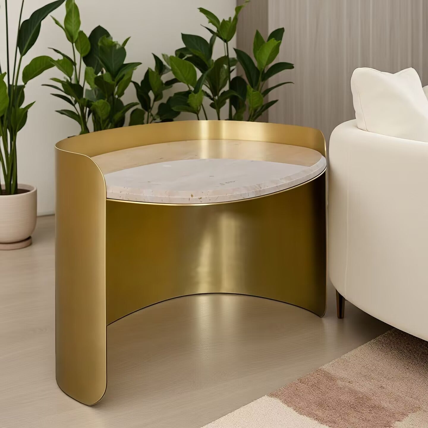 Franklin Scott High End Stainless Steel Creativity Marble Side Table