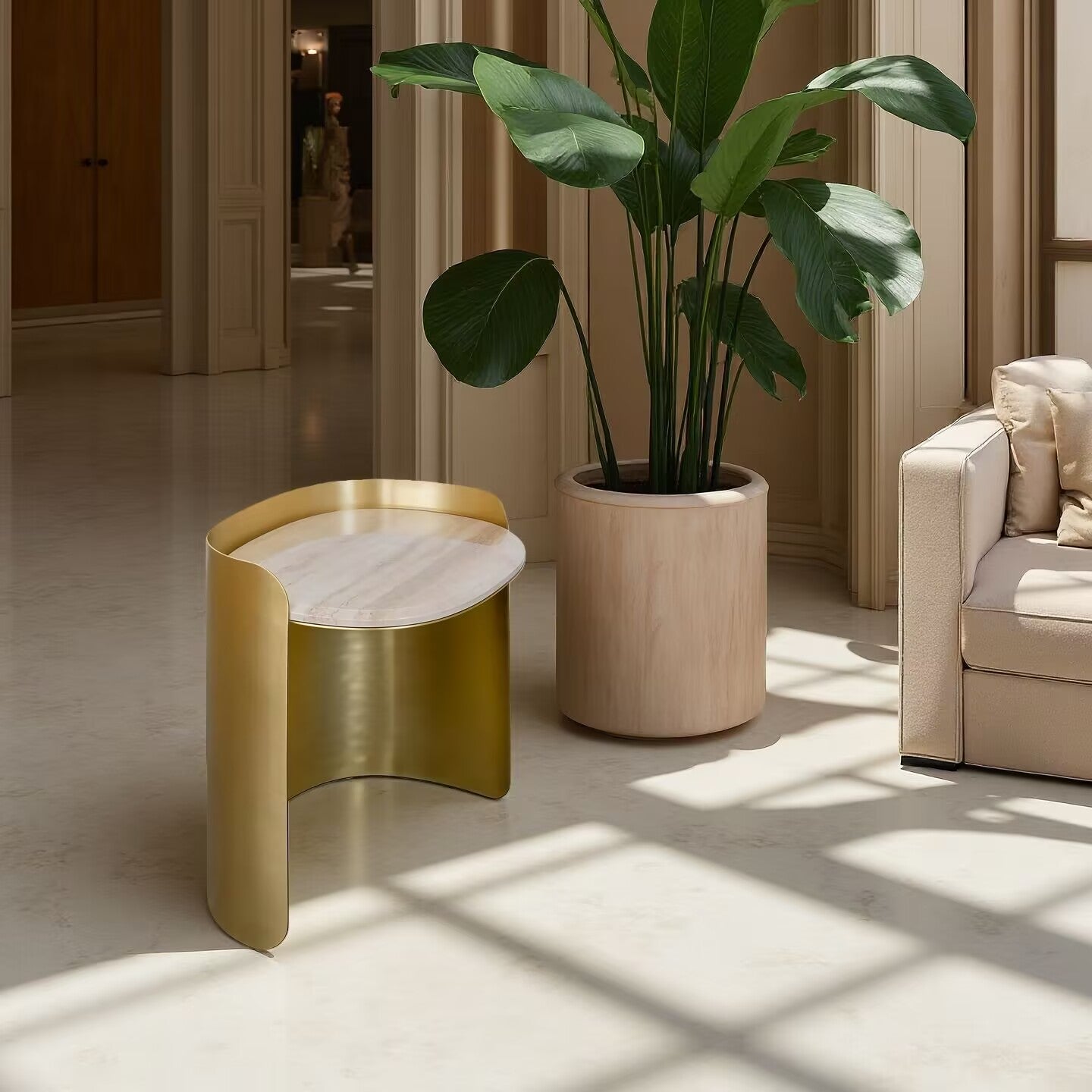 Franklin Scott High End Stainless Steel Creativity Marble Side Table