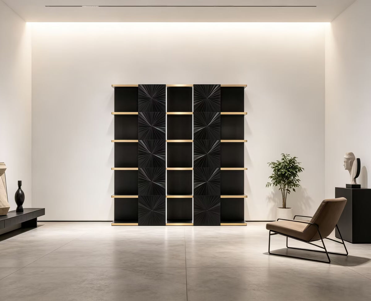 Freud Luxurious Creativity Black Gold Upscale Solid Wood Bookshelf