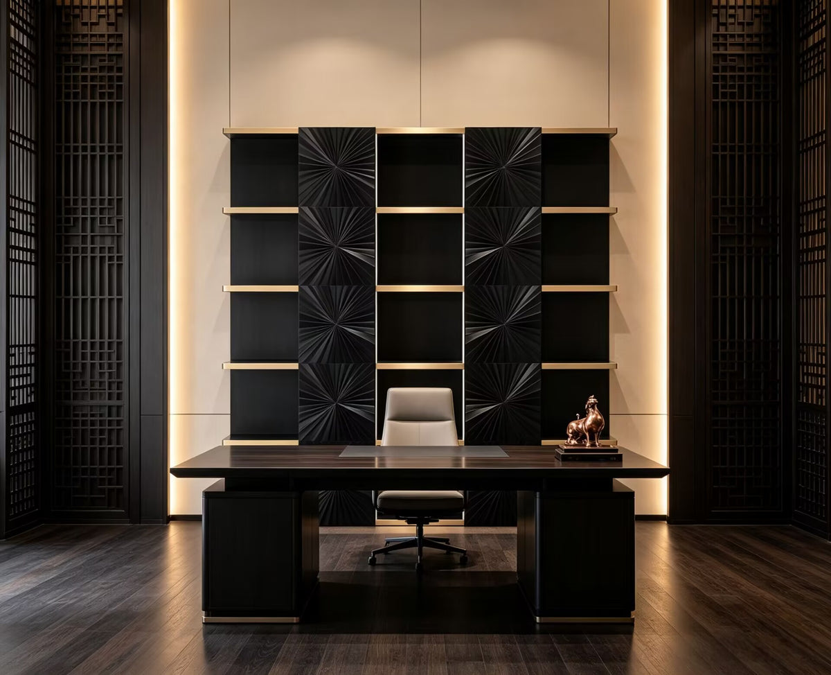 Freud Luxurious Creativity Black Gold Upscale Solid Wood Bookshelf