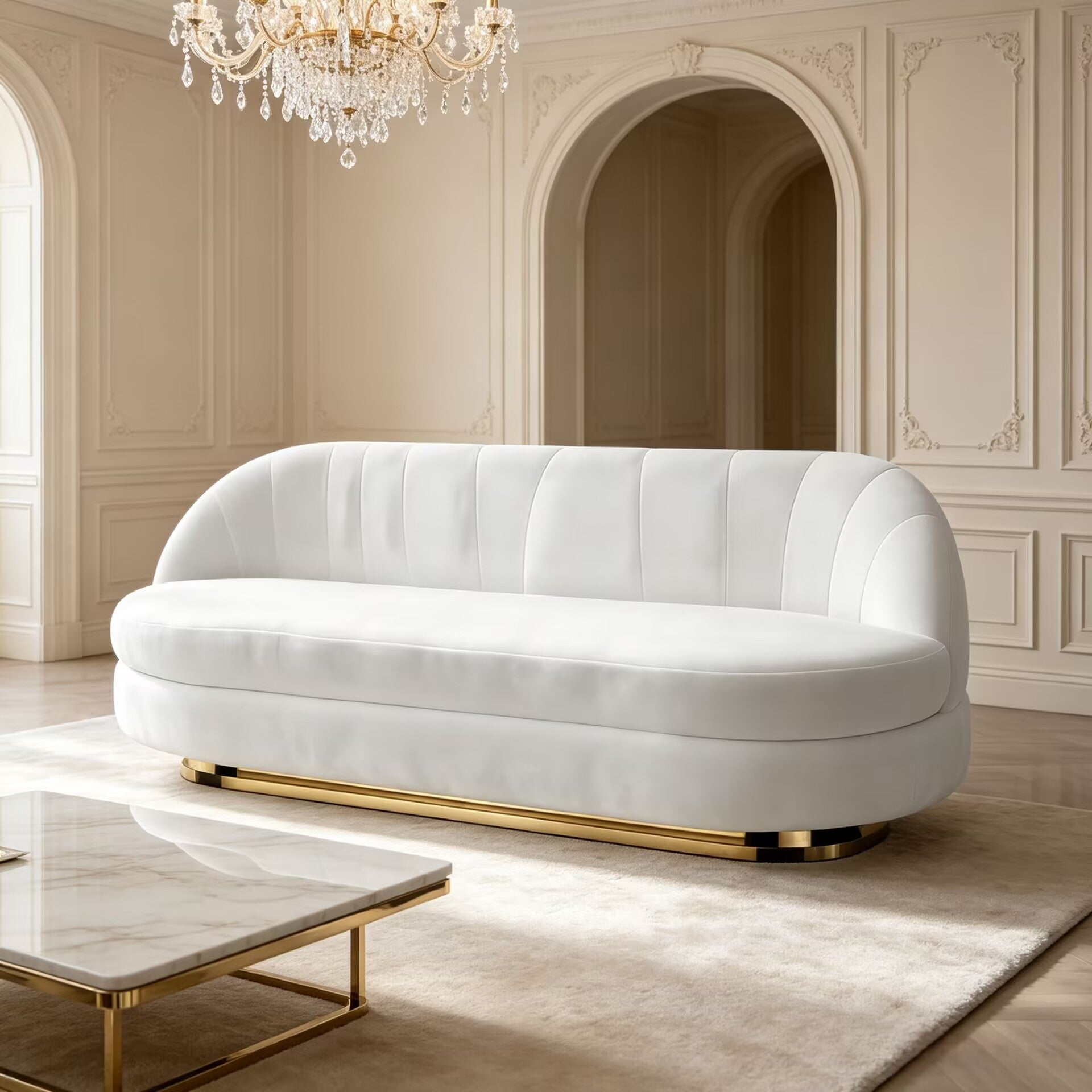 Gable Italian Designer Artistic Metal Upscale Customize Fabric Sofa