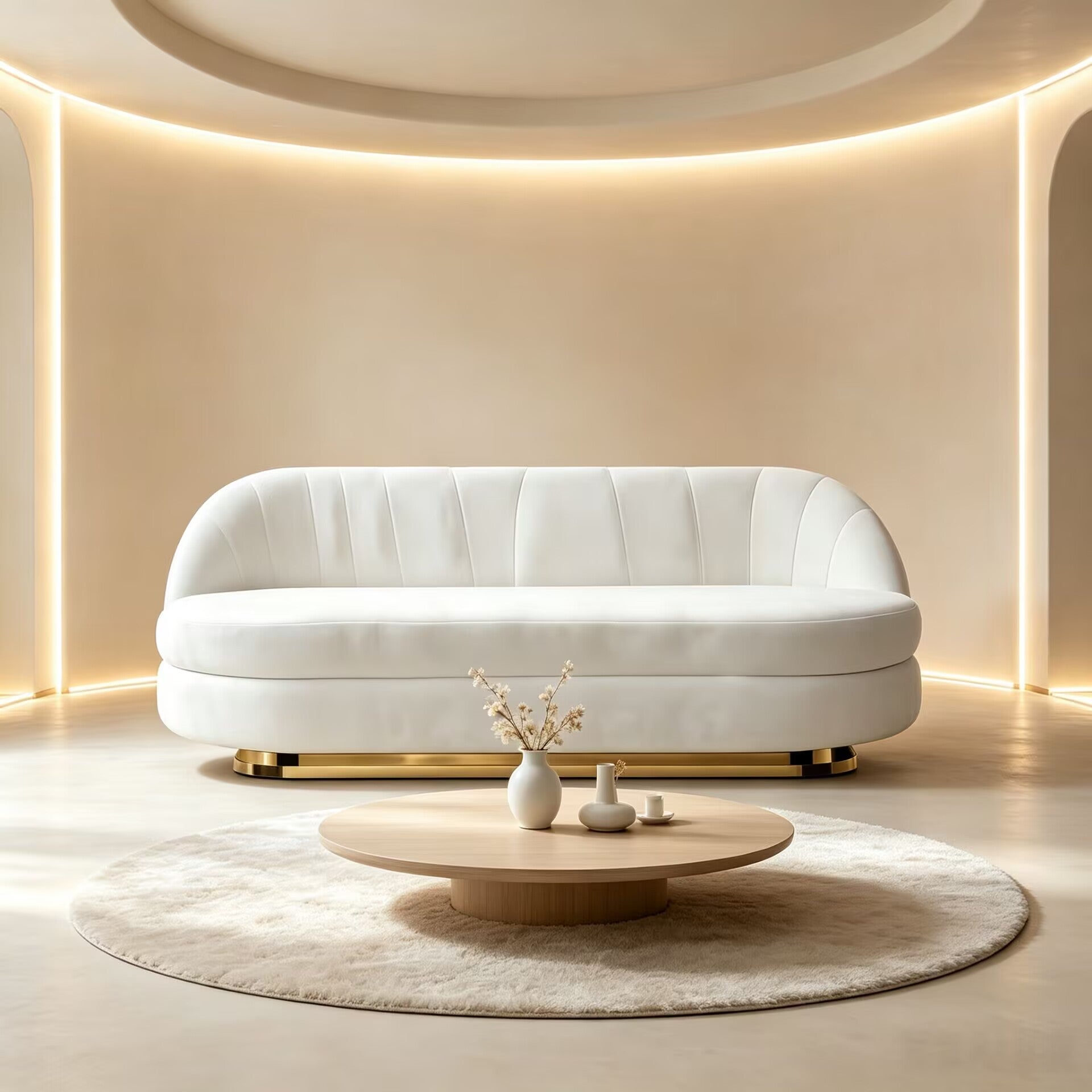 Gable Italian Designer Artistic Metal Upscale Customize Fabric Sofa