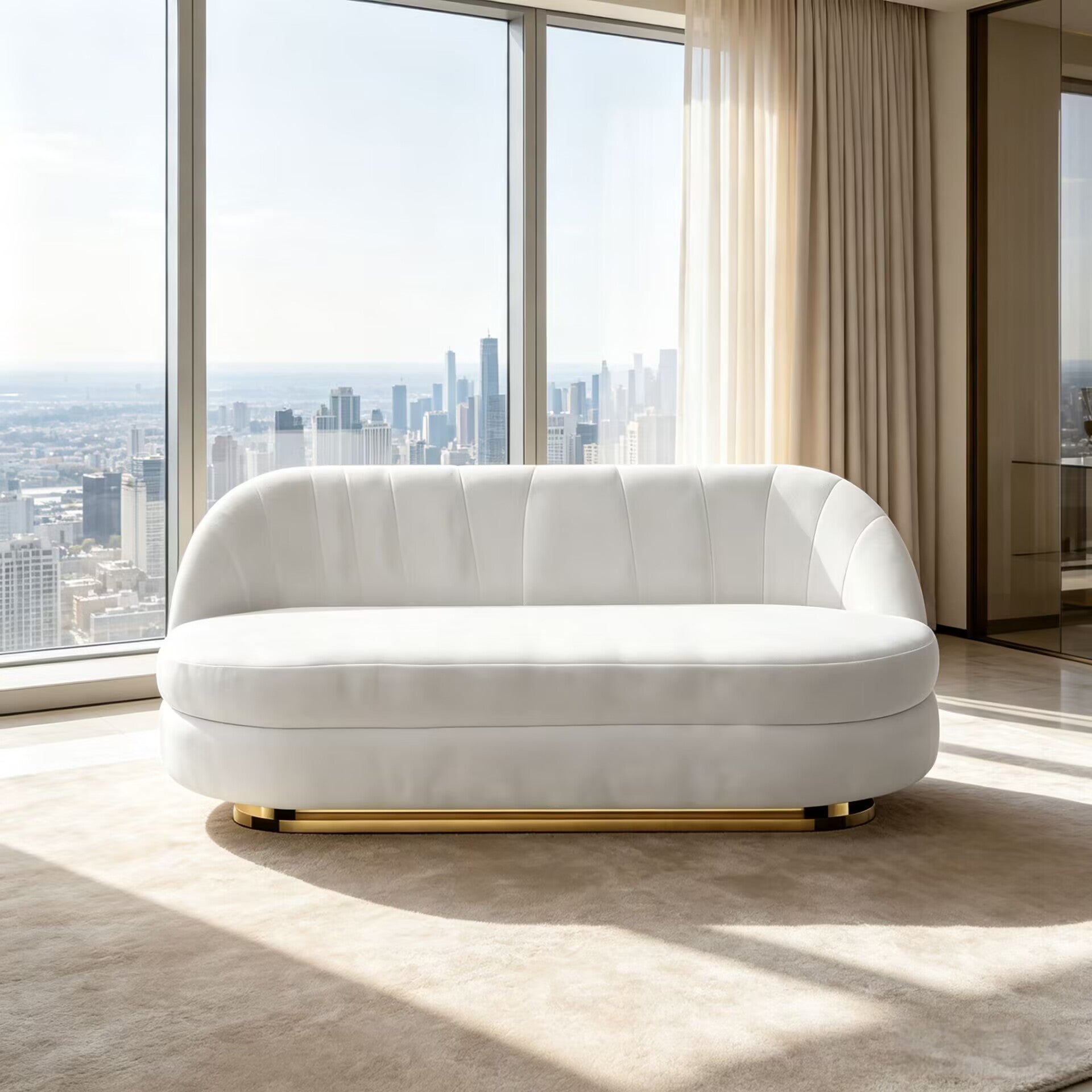 Gable Italian Designer Artistic Metal Upscale Customize Fabric Sofa