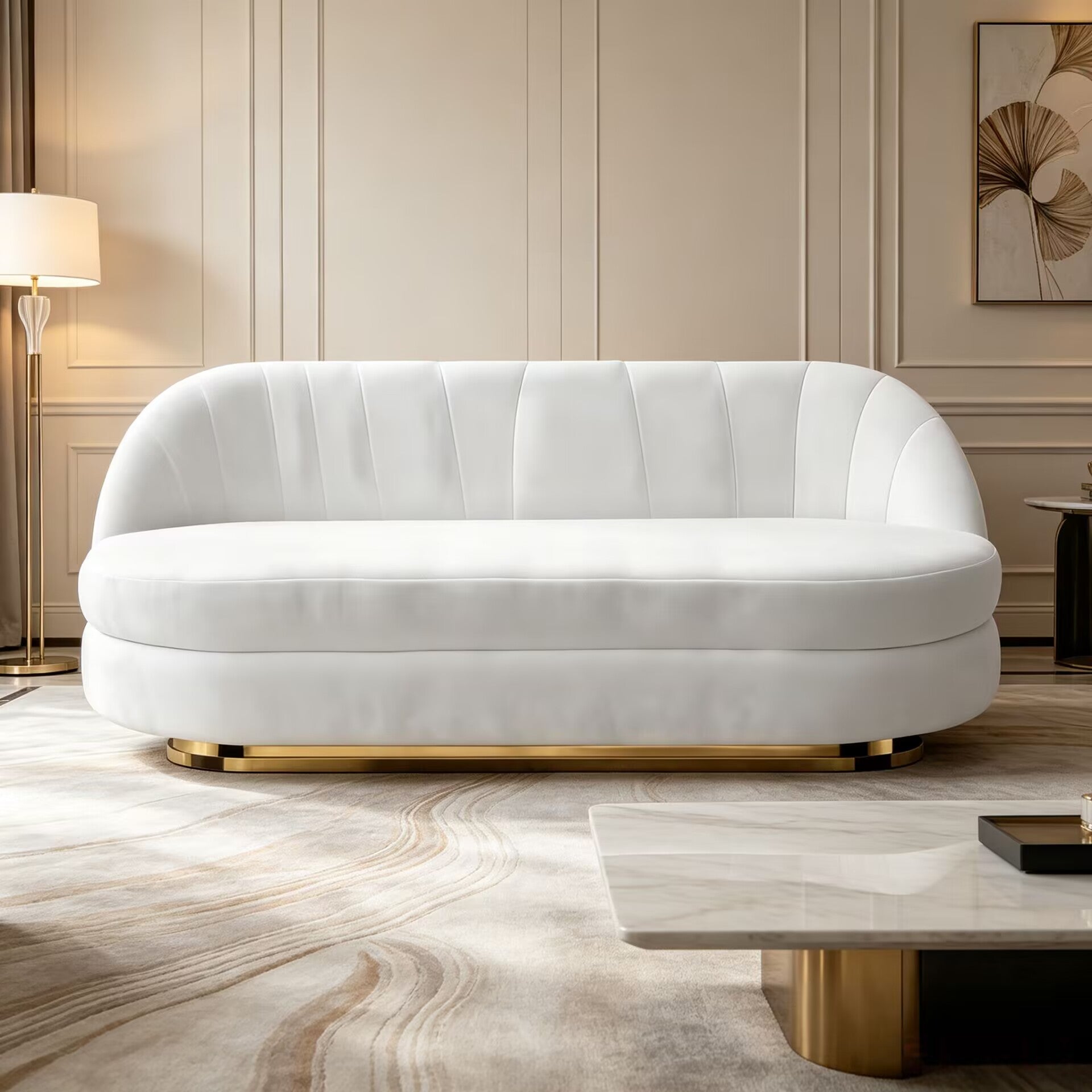 Gable Italian Designer Artistic Metal Upscale Customize Fabric Sofa