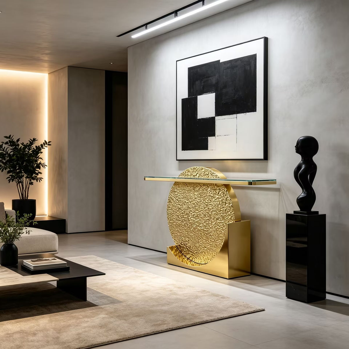 Genoa Luxury Living Room Irregular Art Stainless Steel Console Table
