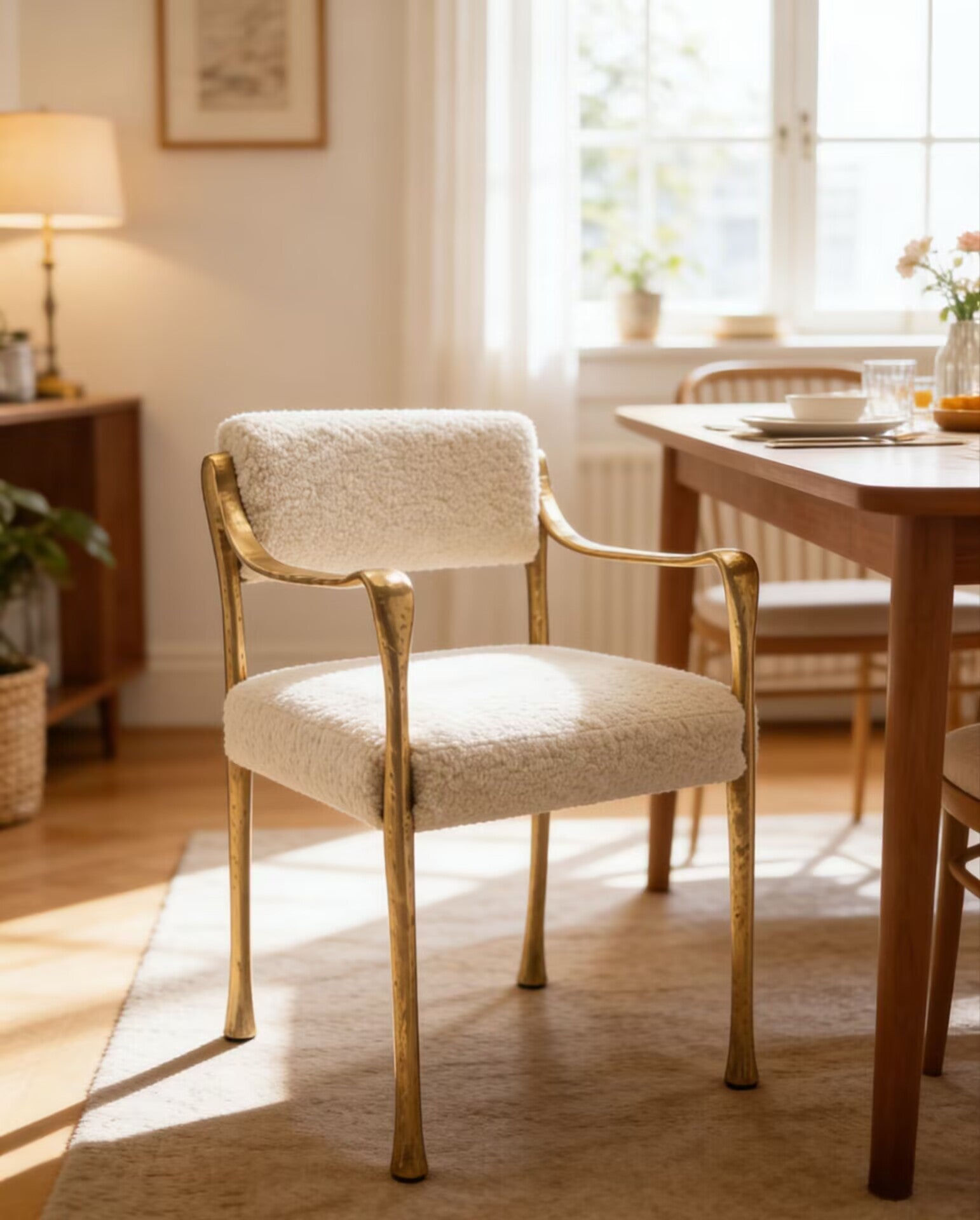 Giac Designer High-End Brass Simplicity Fabric Dining Chair