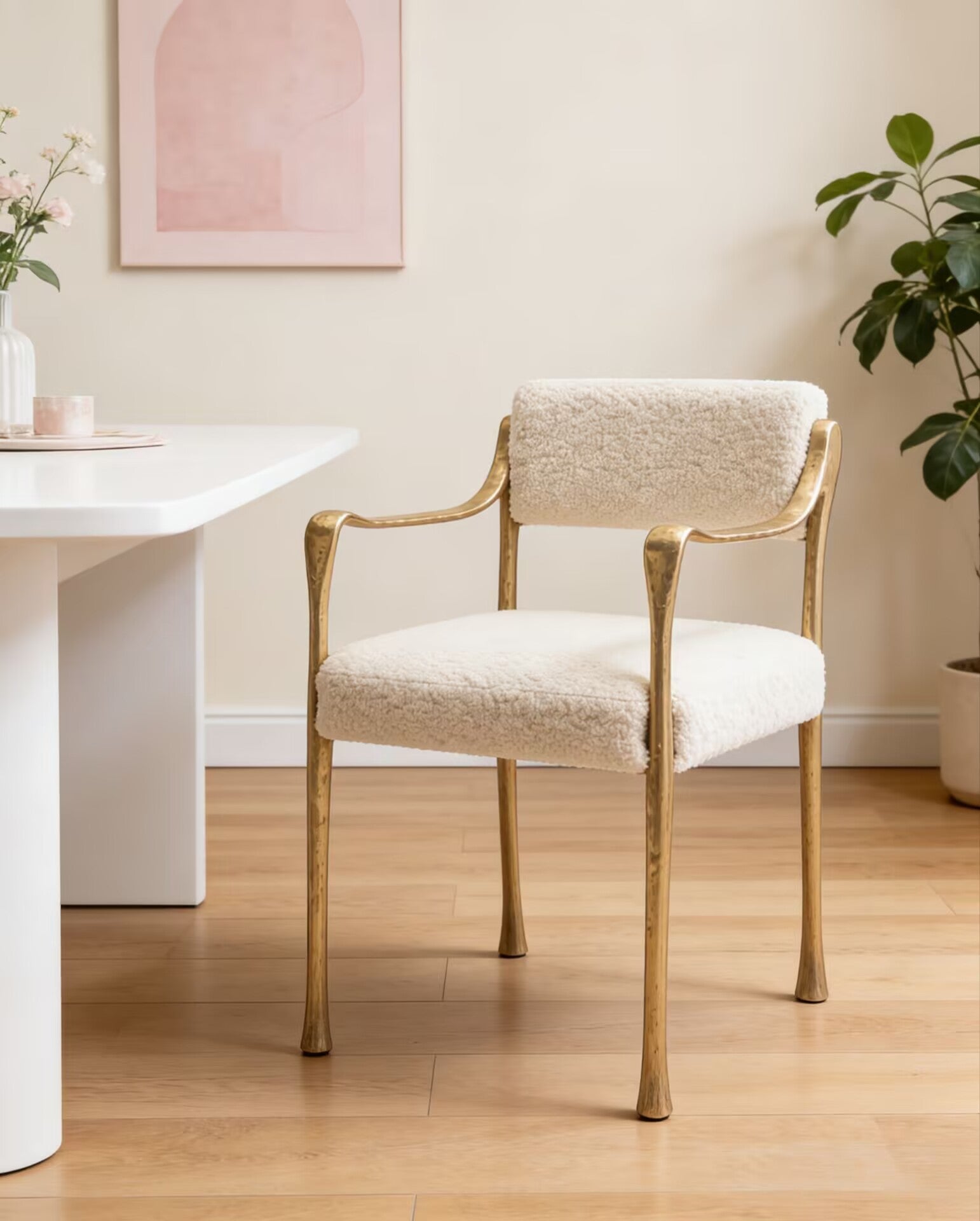 Giac Designer High-End Brass Simplicity Fabric Dining Chair