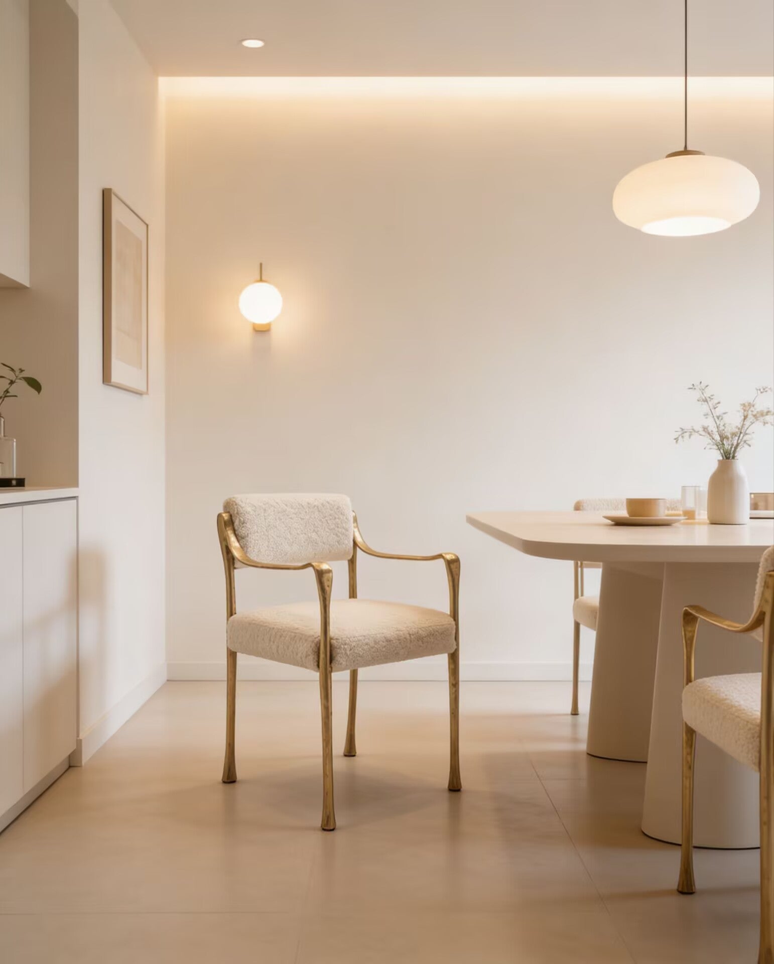 Giac Designer High-End Brass Simplicity Fabric Dining Chair