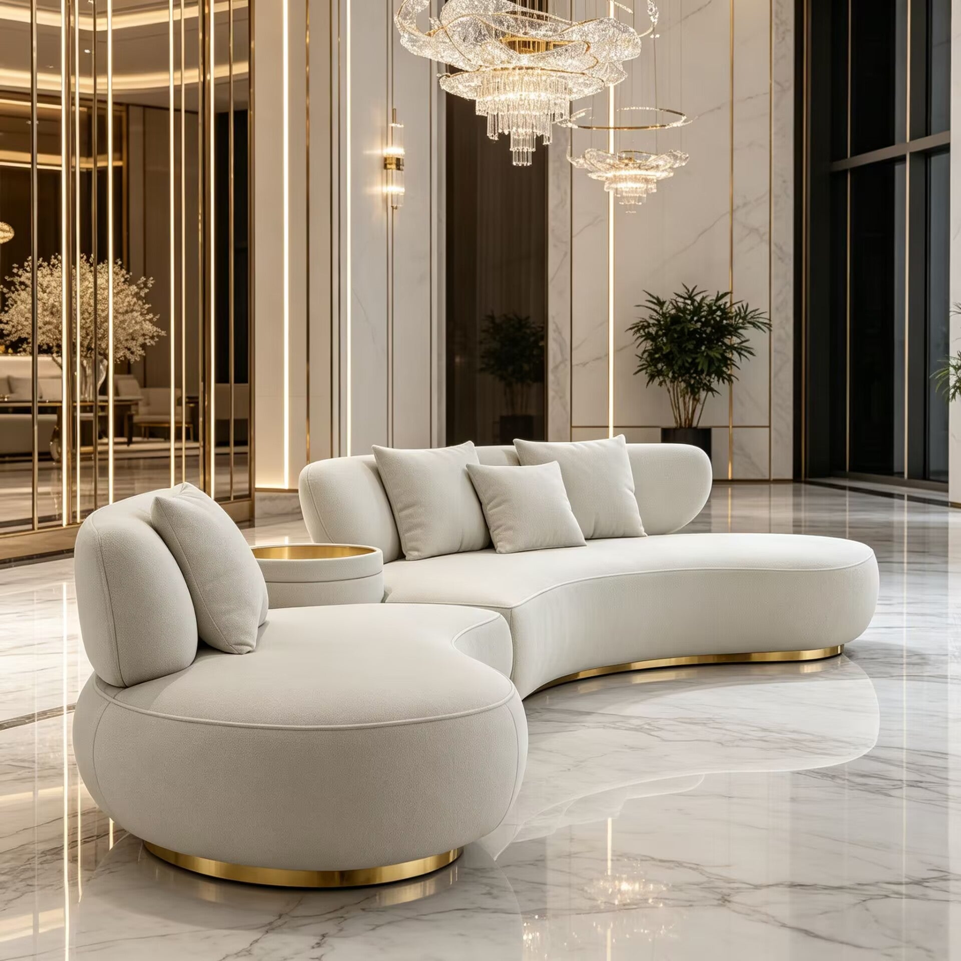 Gilt Villa Living Room Modern Designer Minimalism Fabric Sofa