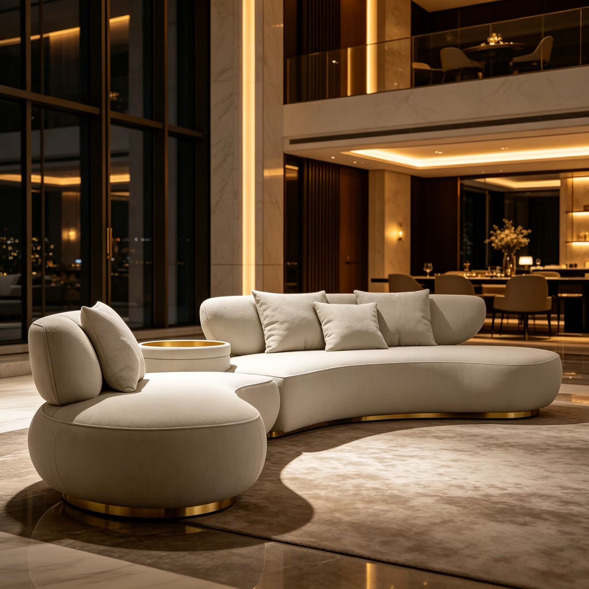 Gilt Villa Living Room Modern Designer Minimalism Fabric Sofa