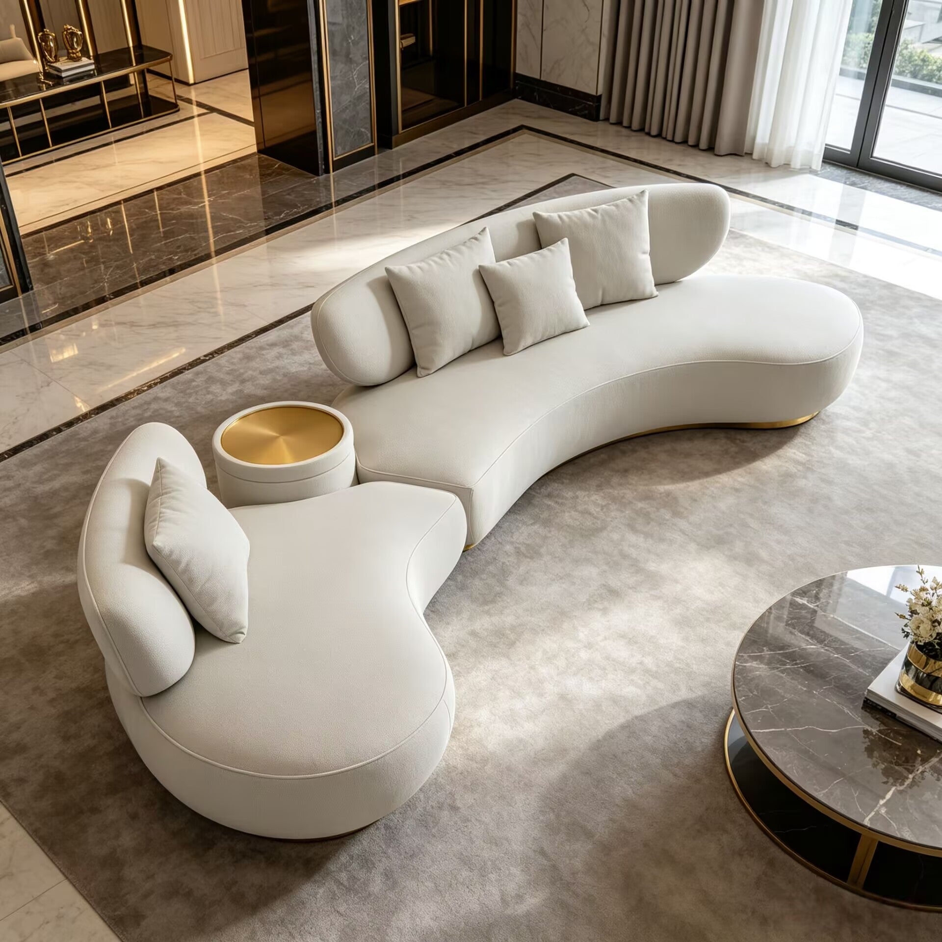 Gilt Villa Living Room Modern Designer Minimalism Fabric Sofa
