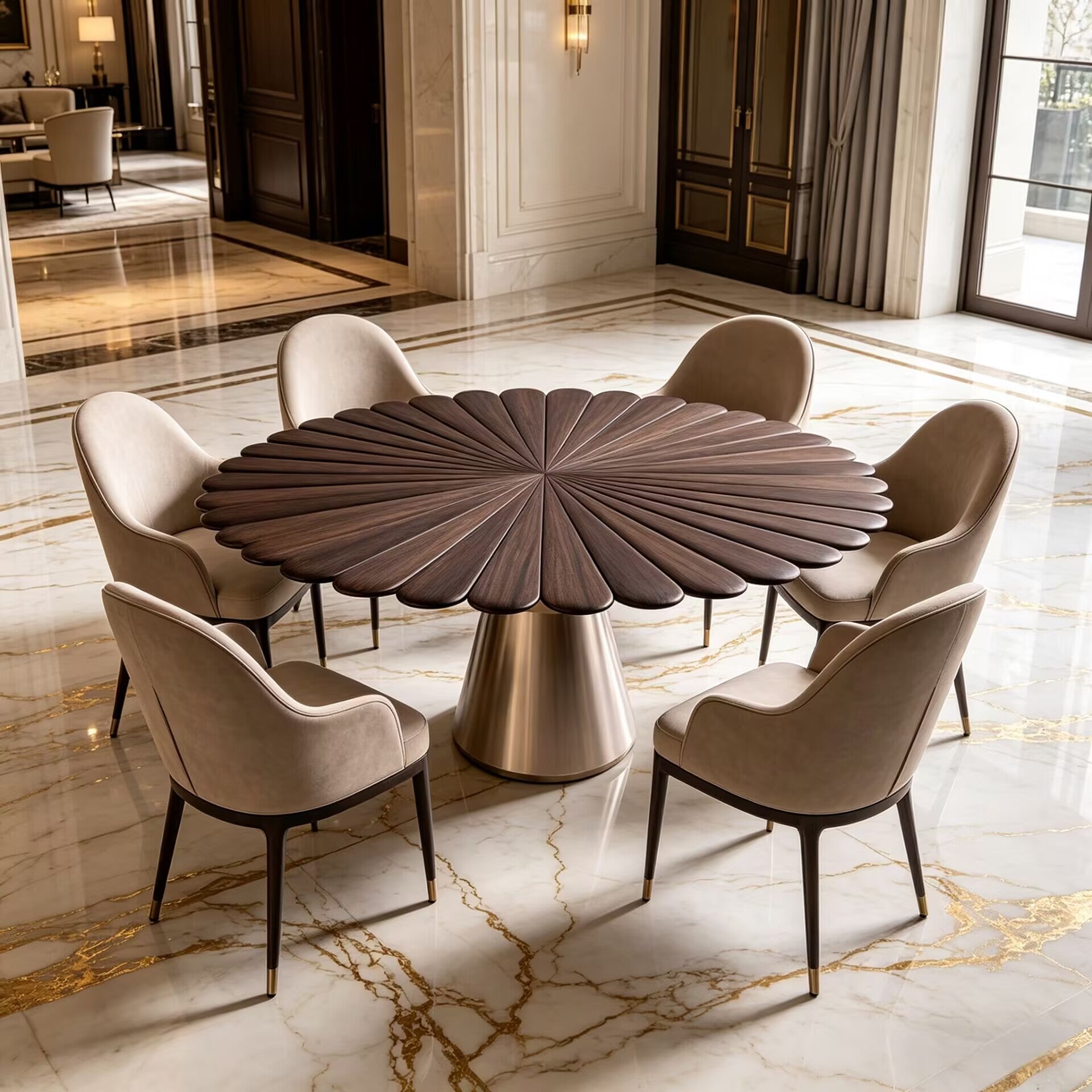 Goathi Italian Simplicity Metal Irregular Solid Wood Dining Table