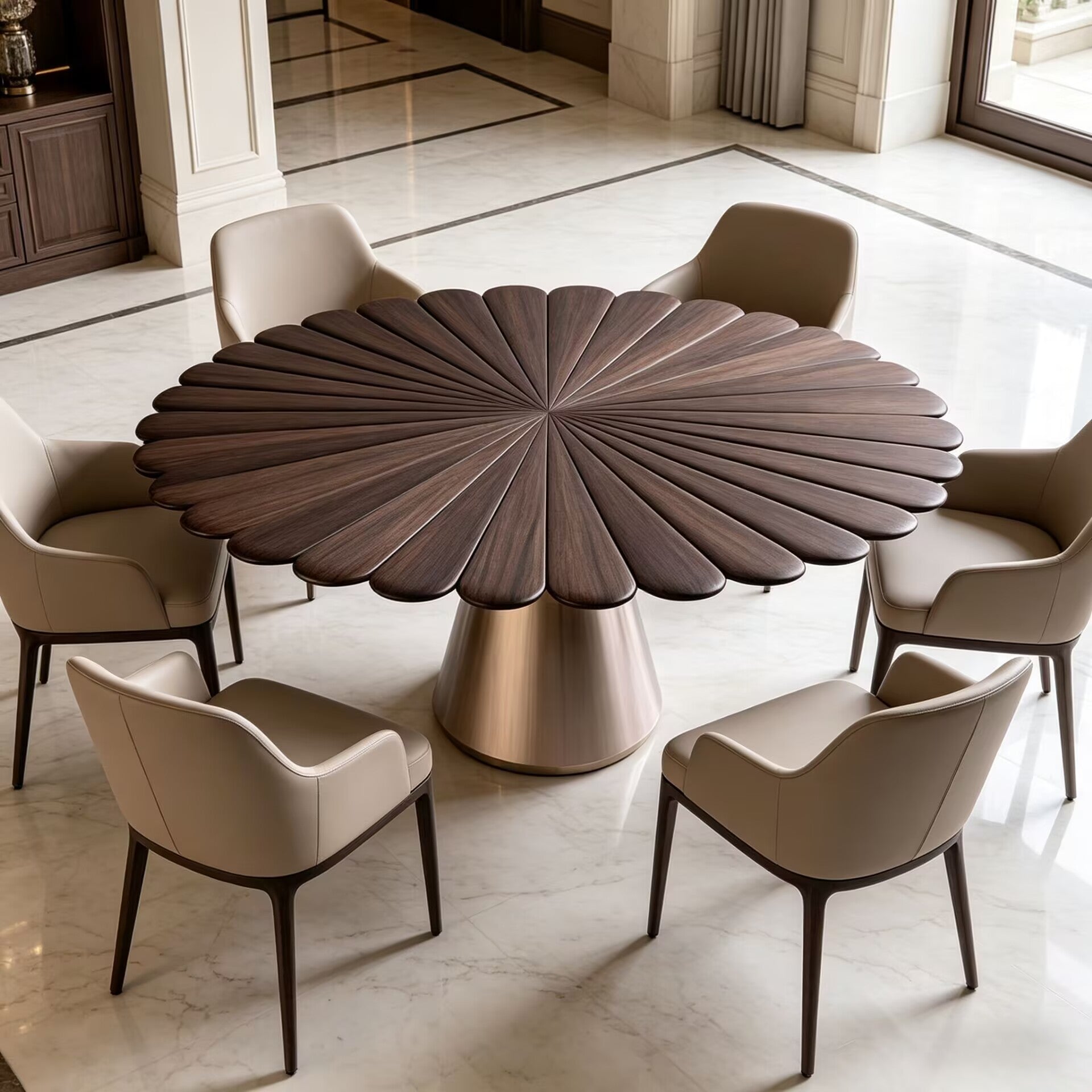 Goathi Italian Simplicity Metal Irregular Solid Wood Dining Table