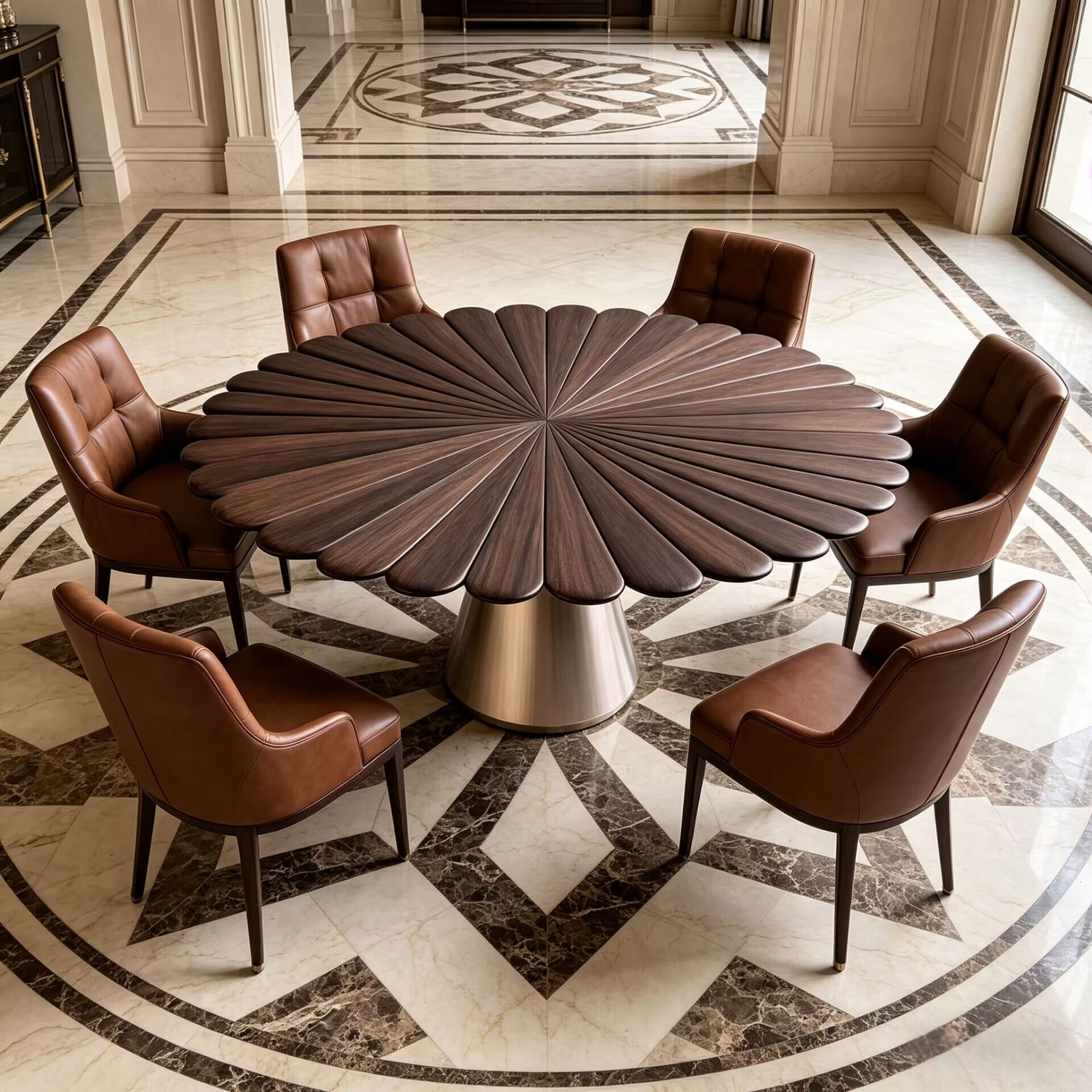 Goathi Italian Simplicity Metal Irregular Solid Wood Dining Table