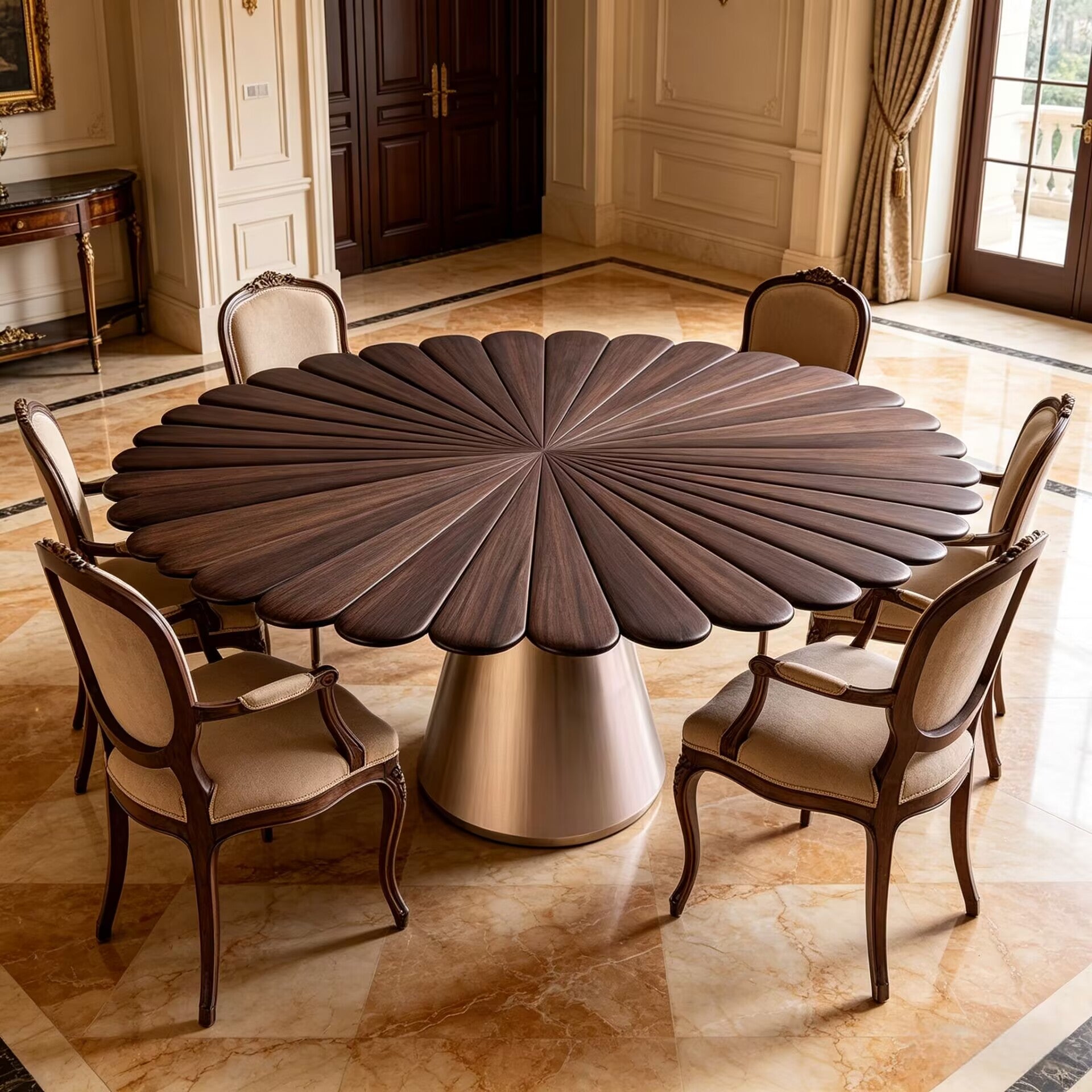 Goathi Italian Simplicity Metal Irregular Solid Wood Dining Table