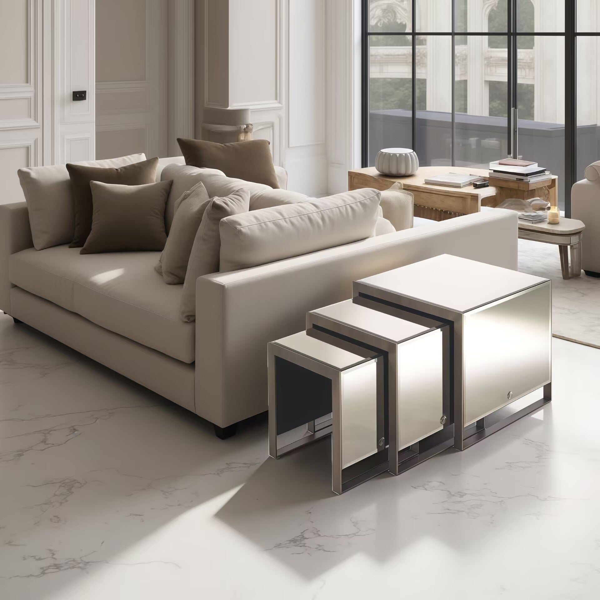 Golden Bridge Luxury Creative Stainless Steel Combination Side Table