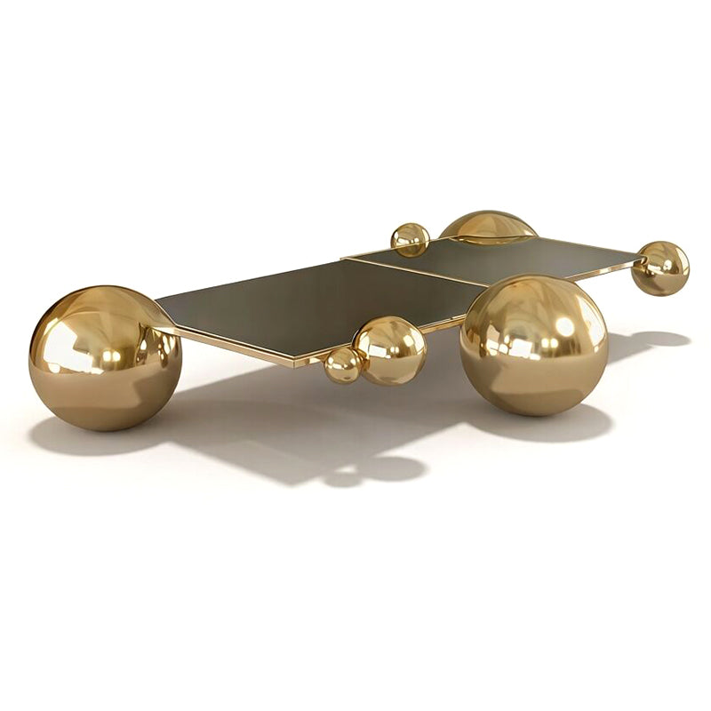 Google Ii High-End Irregular Artistic Metal Customize Glass Coffee Table