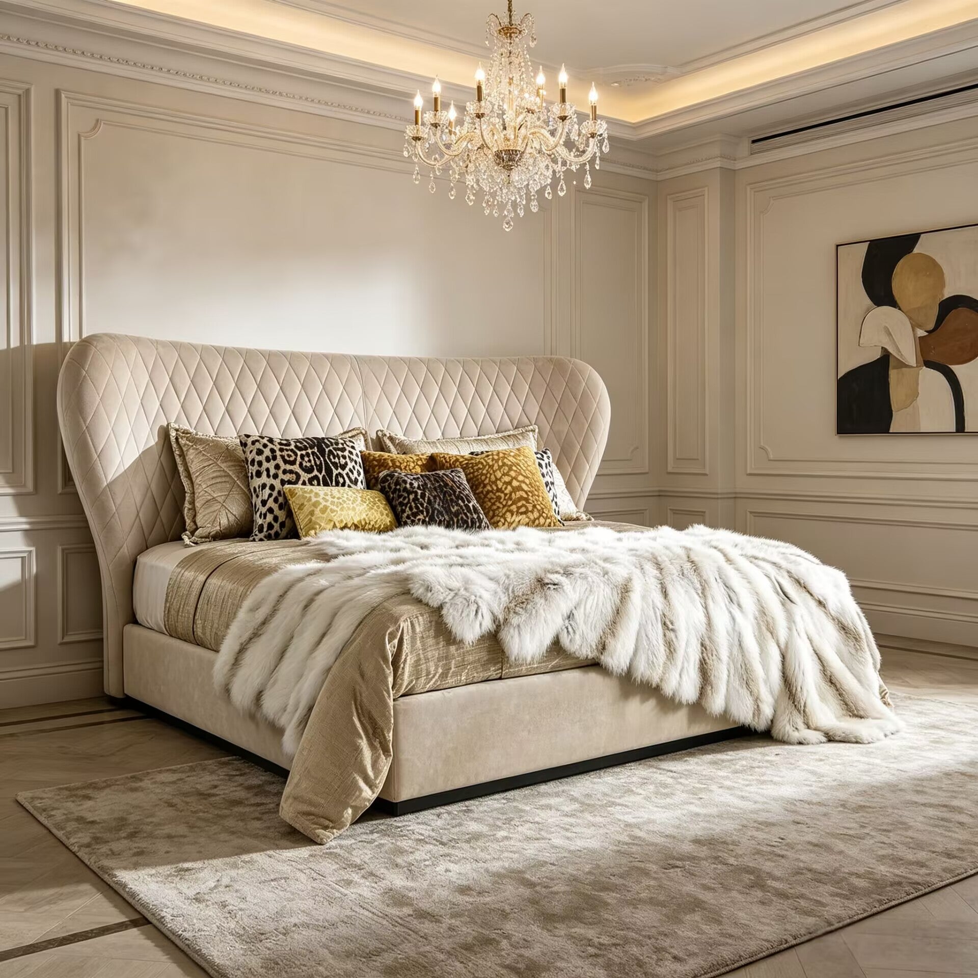 Grace Bedroom High-End Creativity Genuine Leather Double Bed