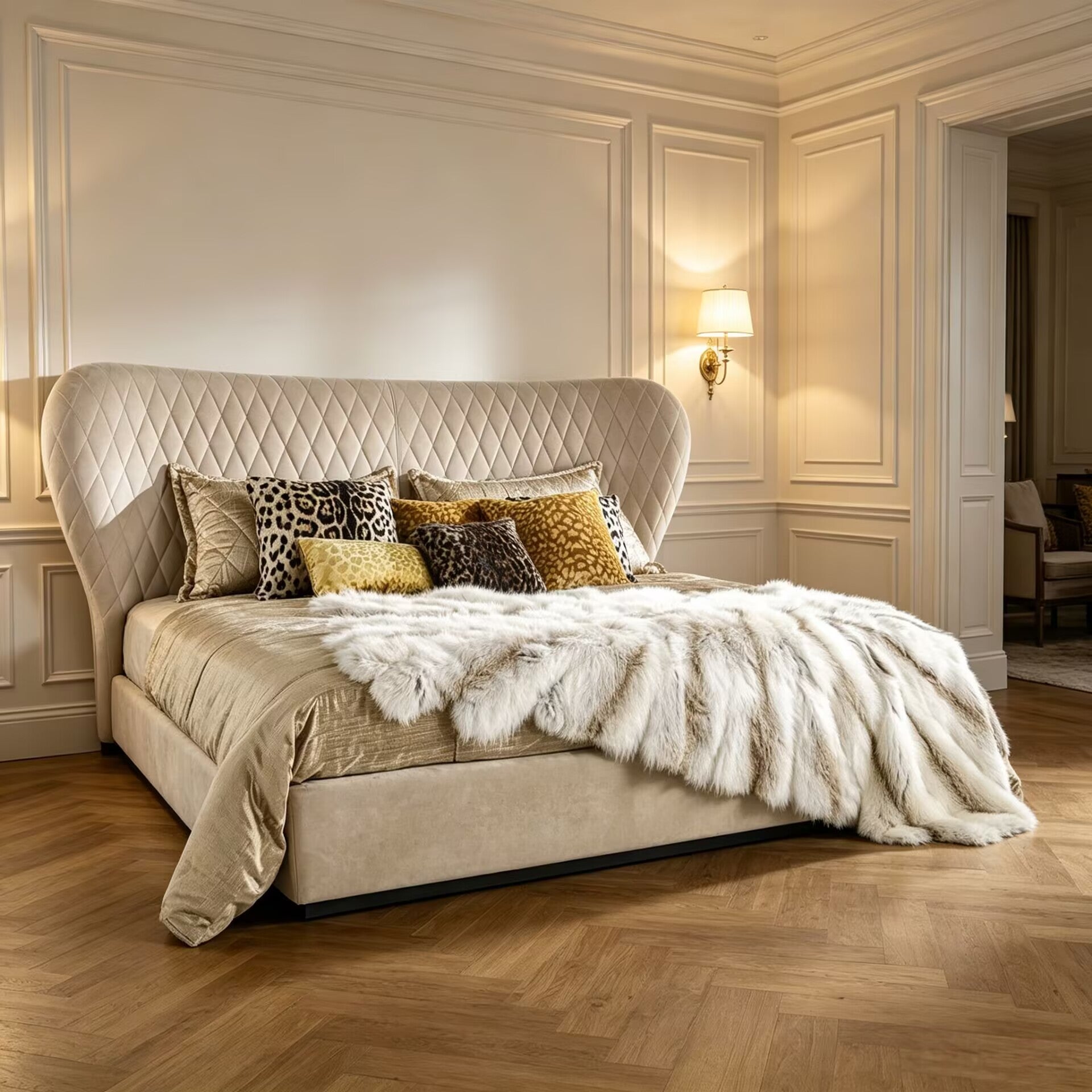 Grace Bedroom High-End Creativity Genuine Leather Double Bed