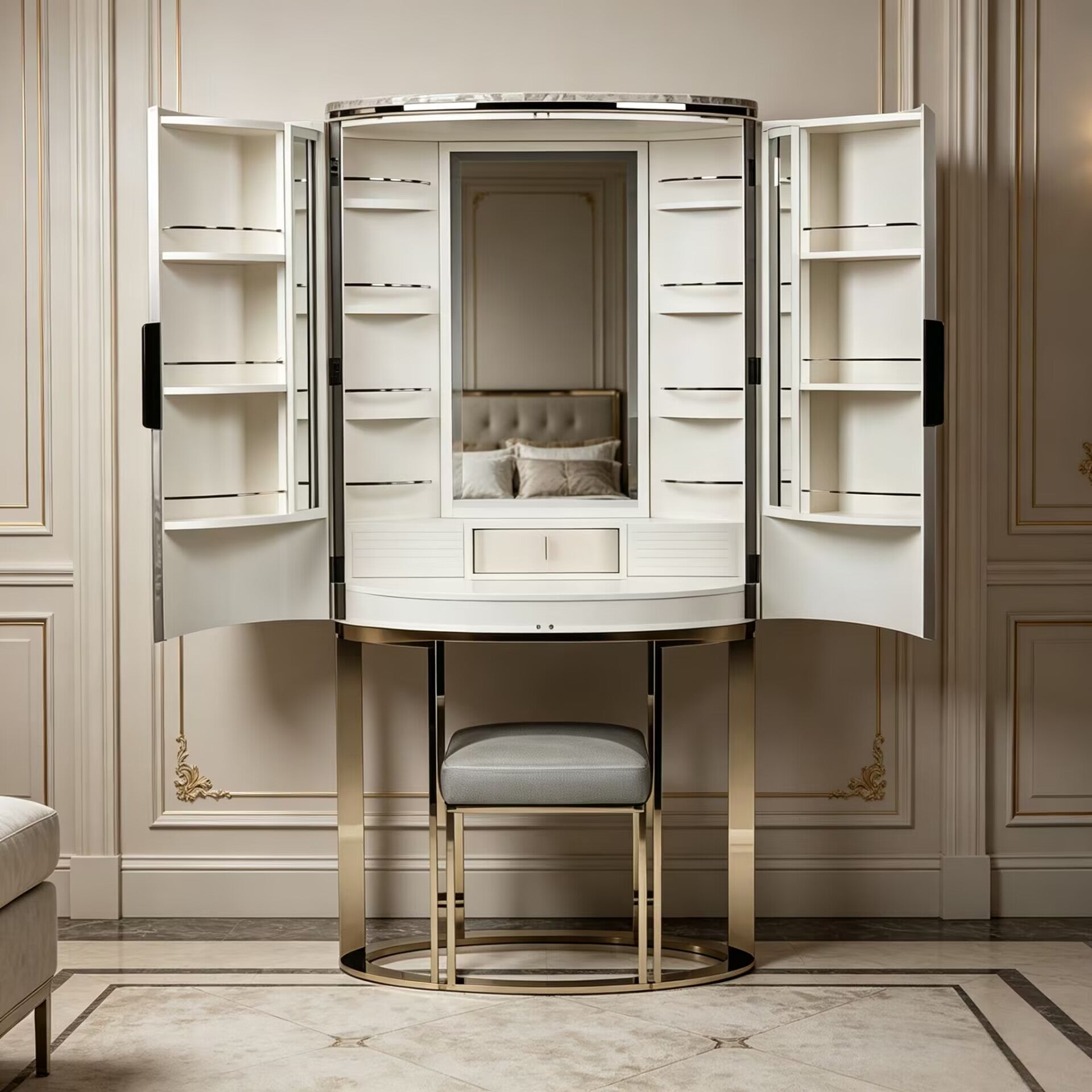 Grace Artistic Unique Creativity Carving Solid Wood Jewelry Cabinet