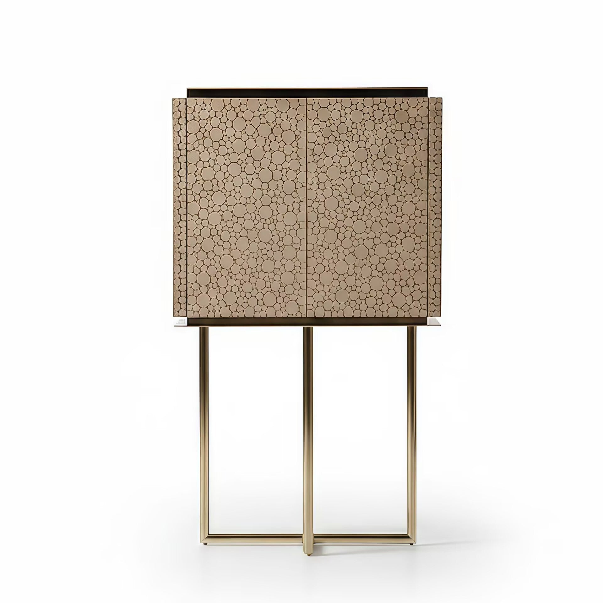 Grant Italian Artistic Stainless Steel Minimalist Solid Wood Wine Cabinet
