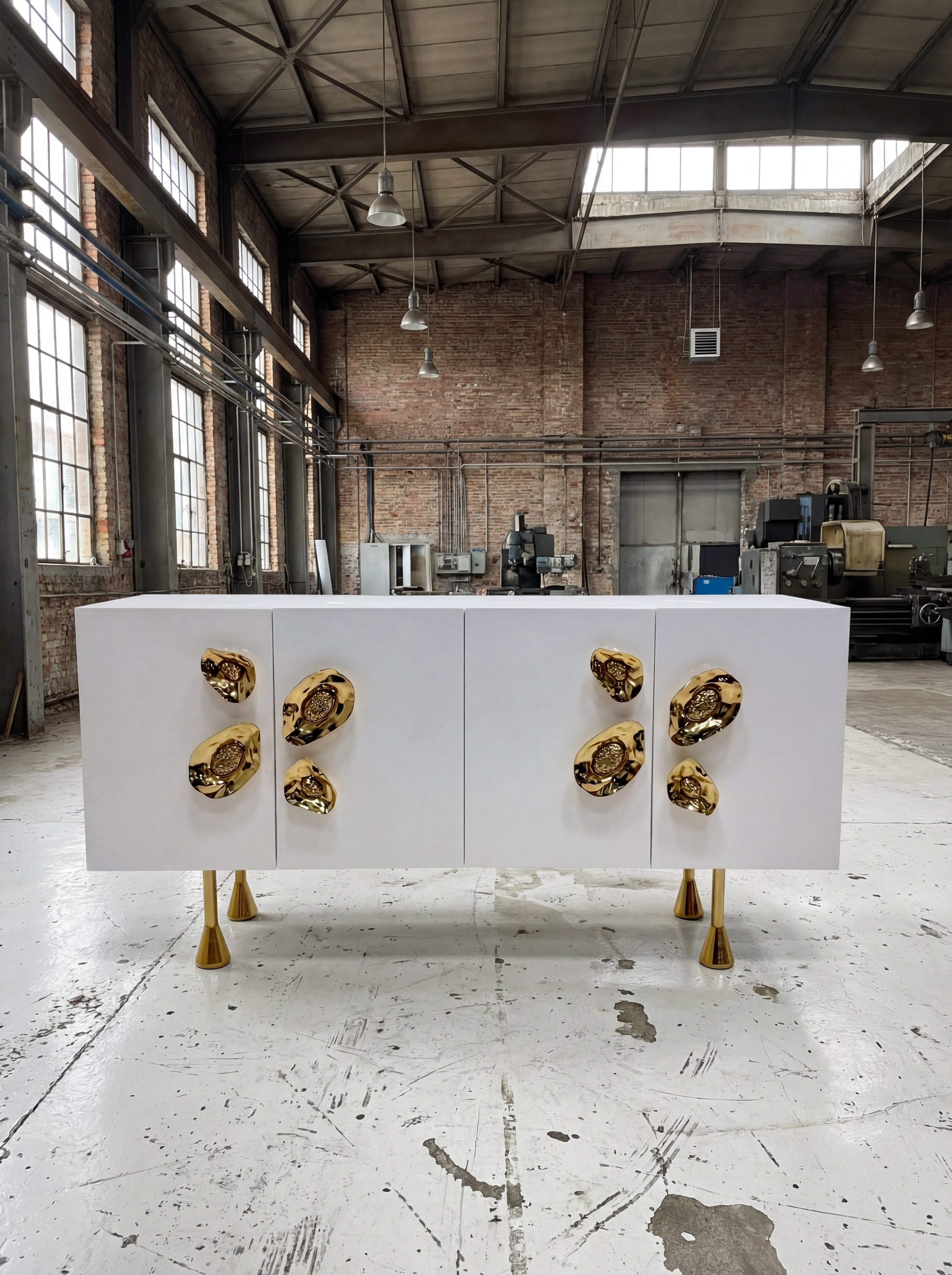 Grescent Luxury High End Creativity Metal Solid Wood Sideboard